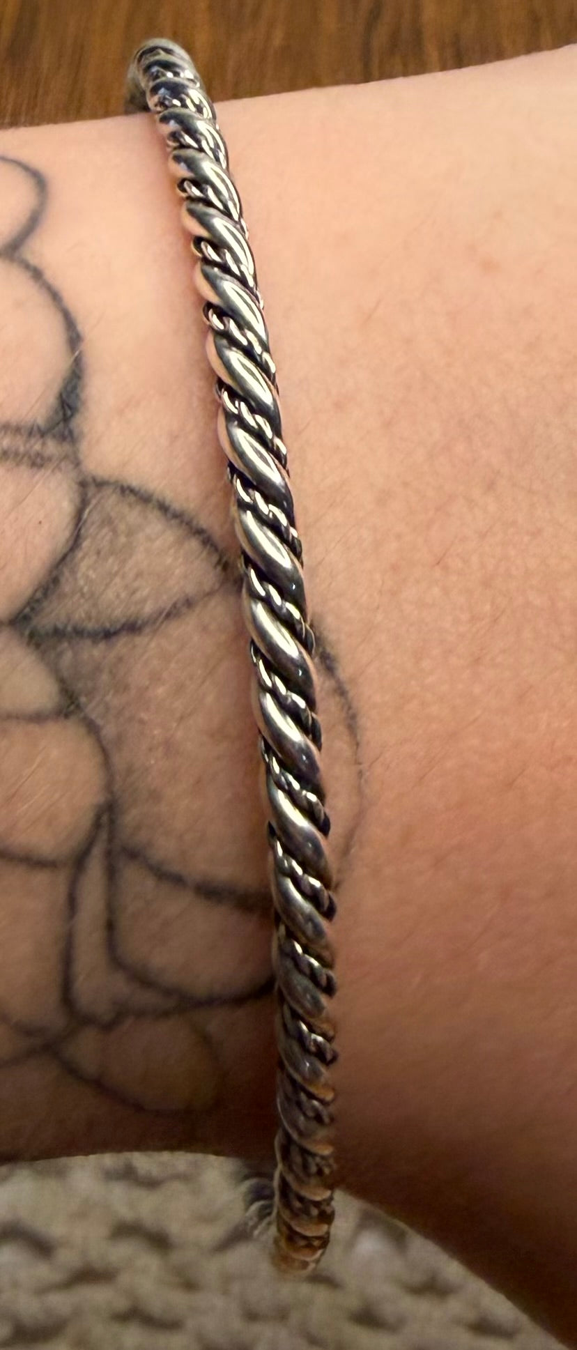 Navajo Handmade Silver Bangle Bracelet by Caroline Tsosie