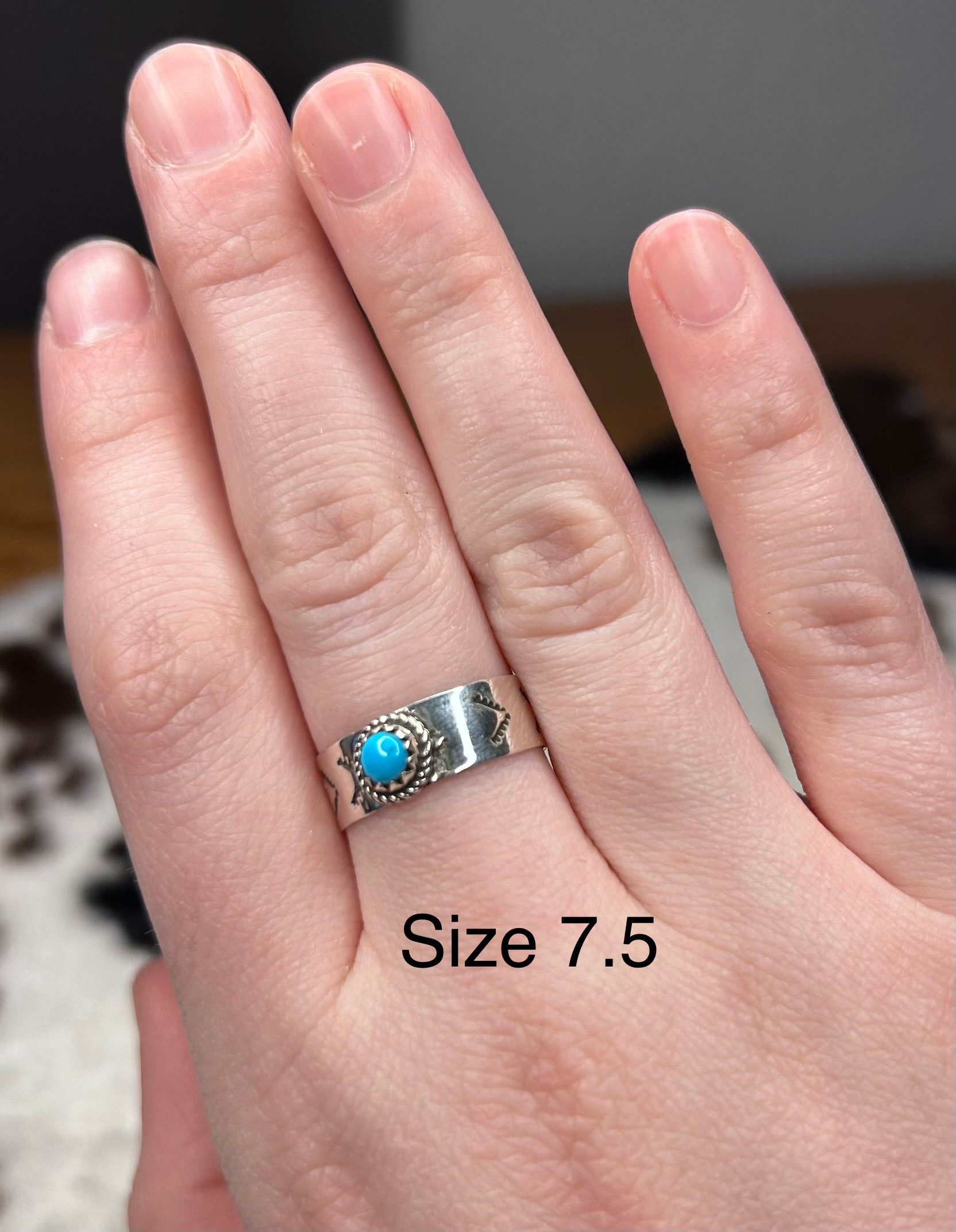 Navajo Handmade Turquoise Band Ring by Alice Johnson