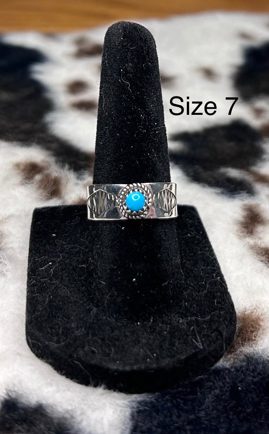 Navajo Handmade Turquoise Band Ring by Alice Johnson