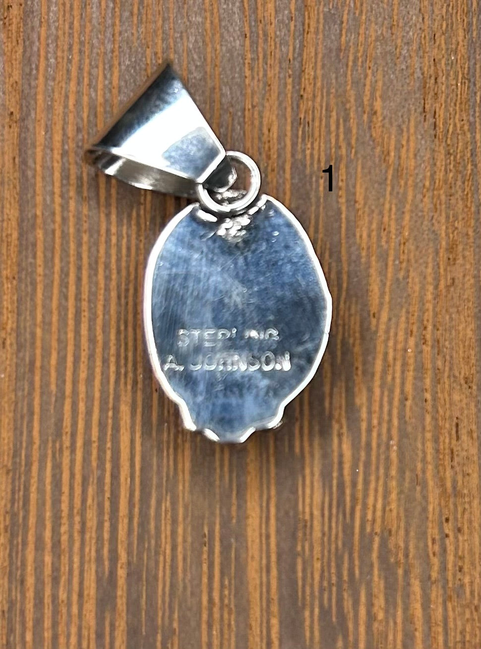 Navajo Handmade Kingman Turquoise Pendant by Alice Johnson