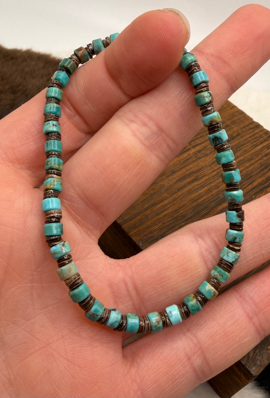 Navajo Handmade Kingman Stretch Bracelet by Adrian Yazzie