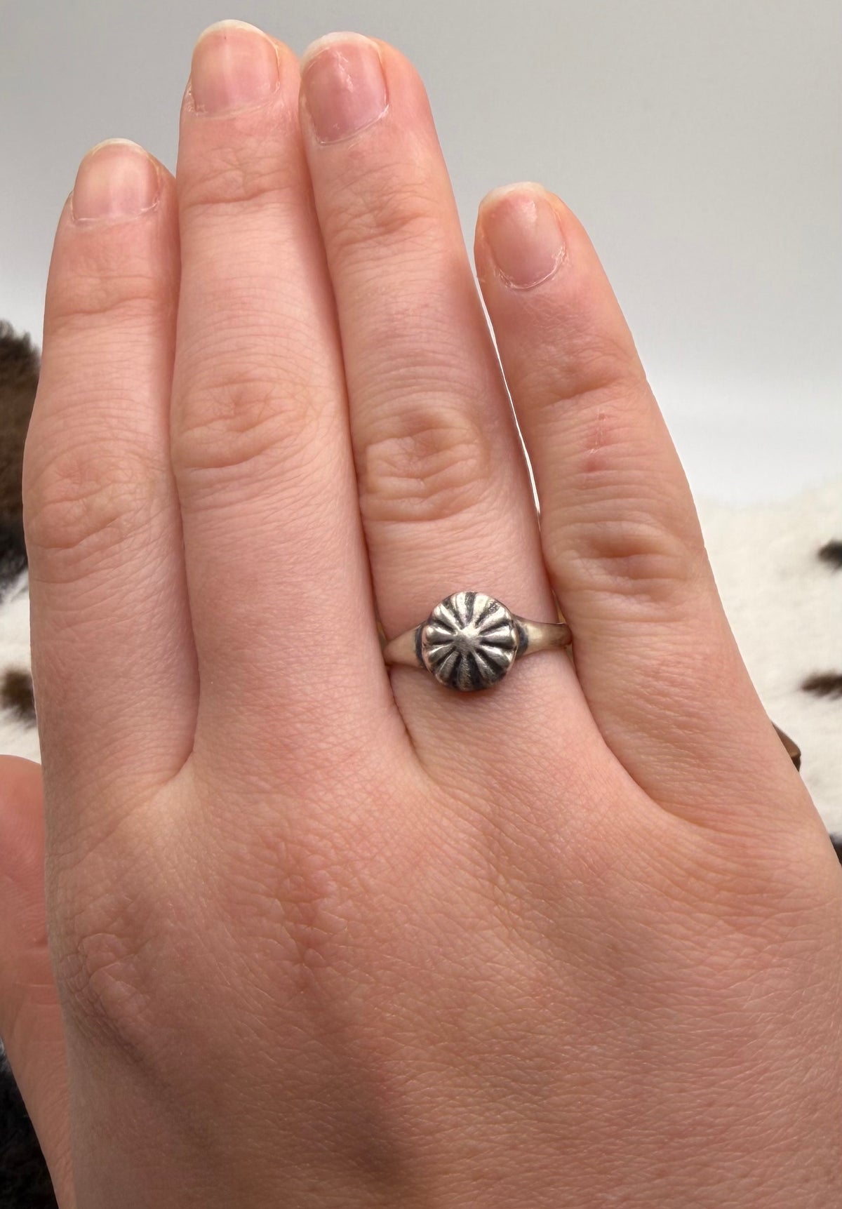 Navajo Handmade Flower Cast Ring by Pauline Nelson
