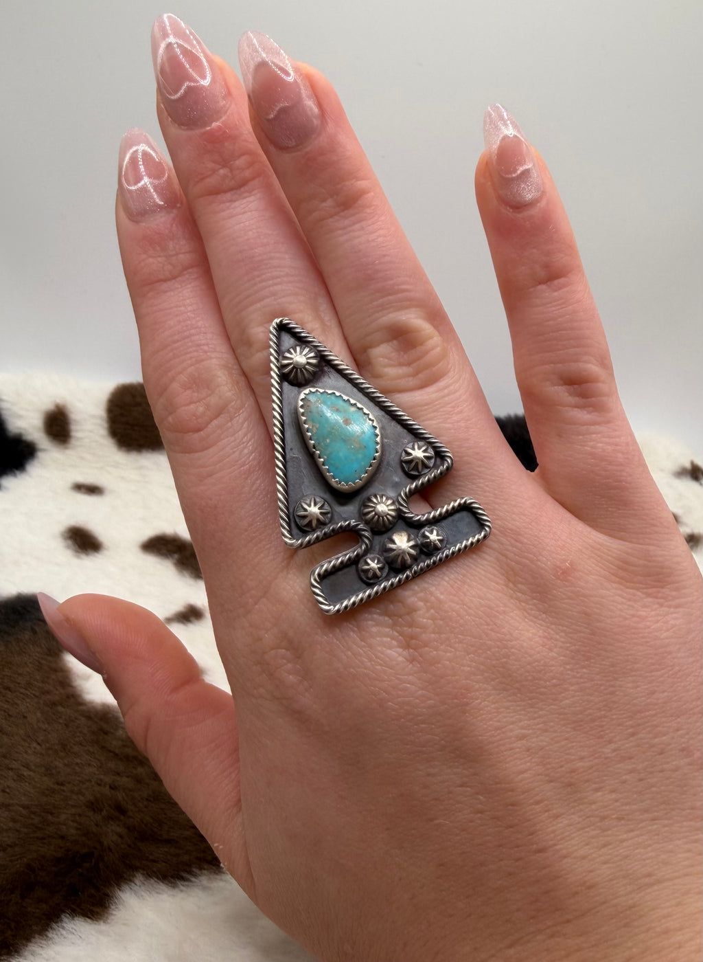 Navajo Made Turquoise Arrowhead Ring by Ronnie Martinez