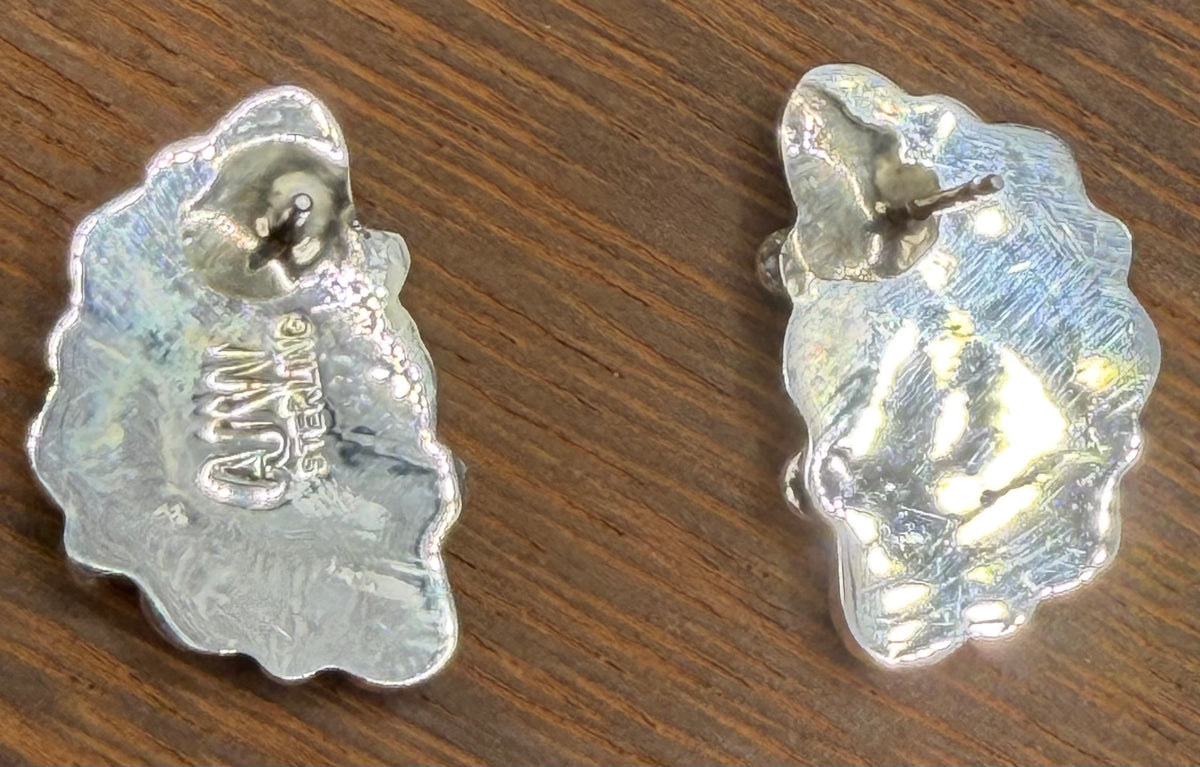 Zuni Handmade Kingman Half Cluster Earrings by Alicia Wilson