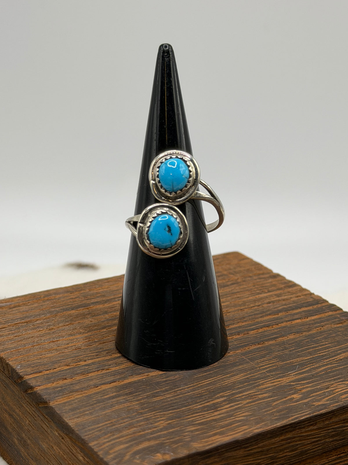 Navajo Handmade 2 stone Kingman adjustable rings by Letricia Largo