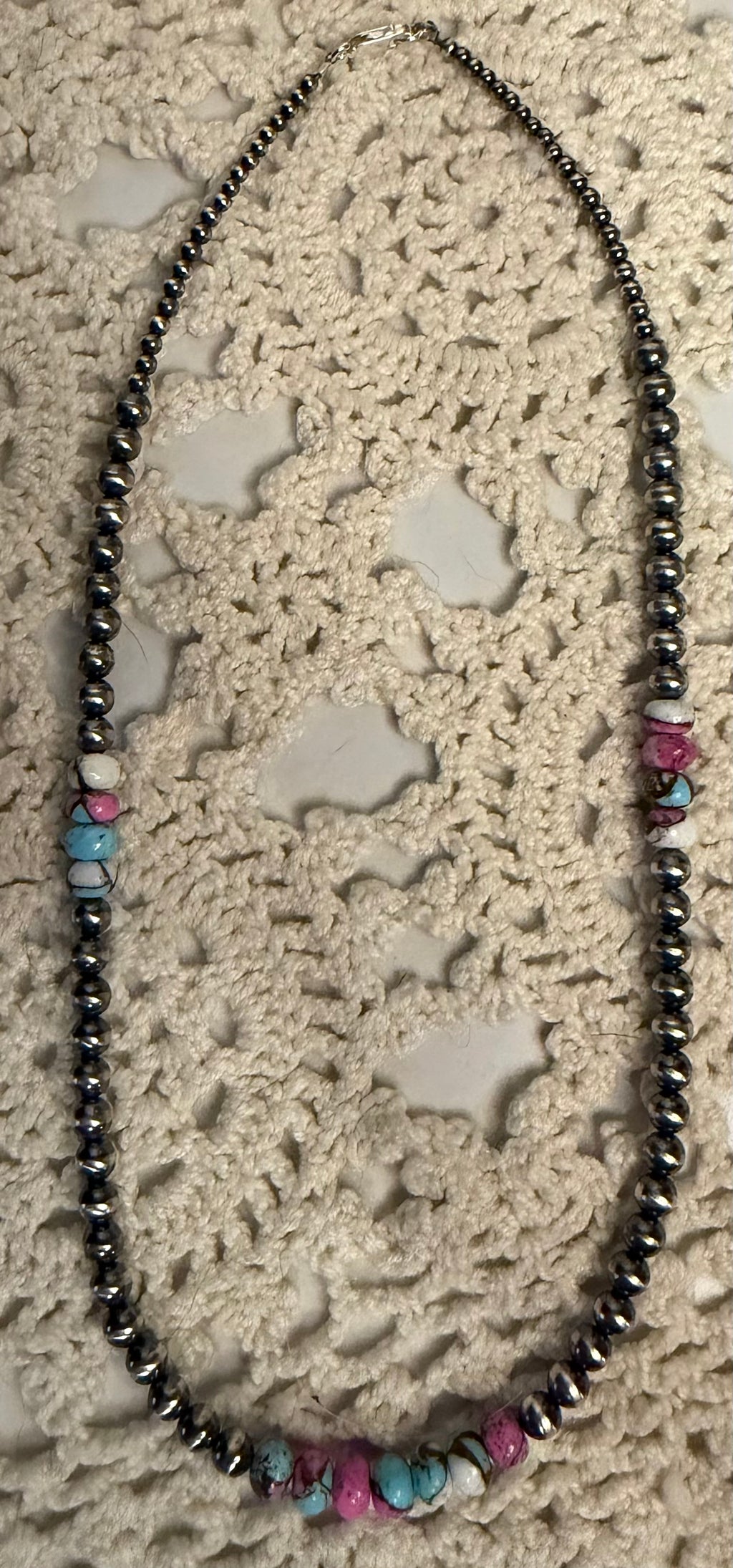 Cotton Candy Turquoise Machine Made Pearl Necklace