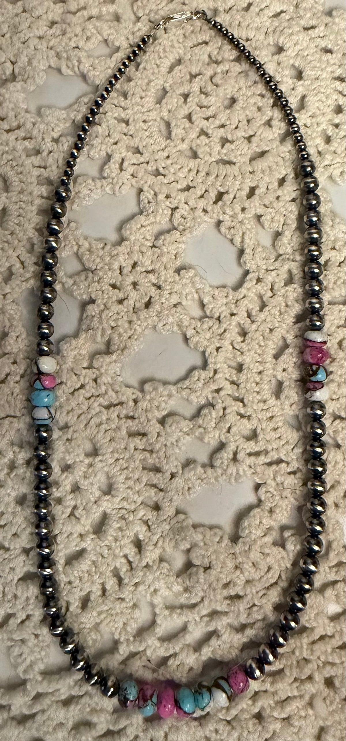 Cotton Candy Turquoise Machine Made Pearl Necklace