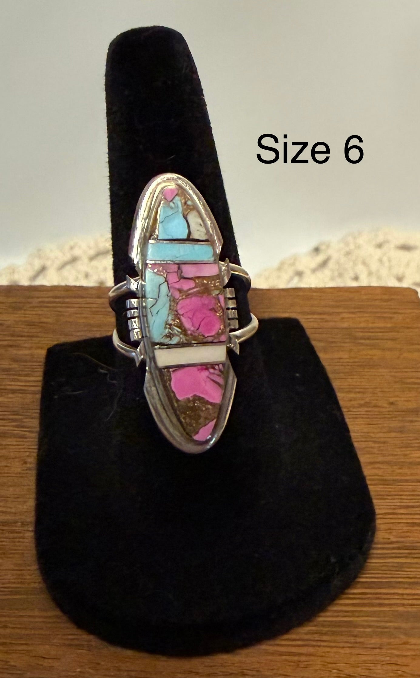 Navajo Handmade Cotton Candy Inlay Rings By Steve Francisco
