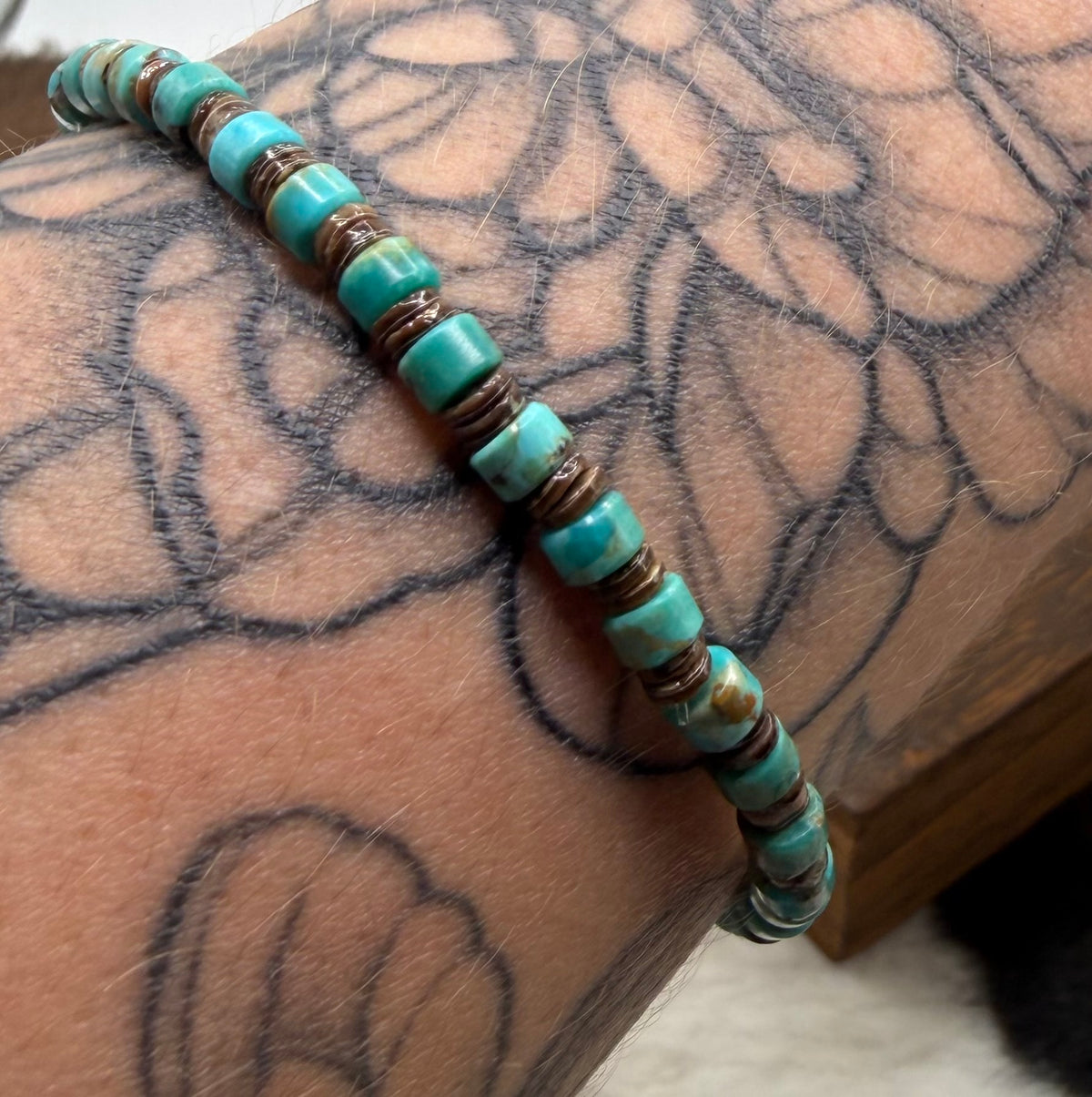 Navajo Handmade Kingman Stretch Bracelet by Adrian Yazzie
