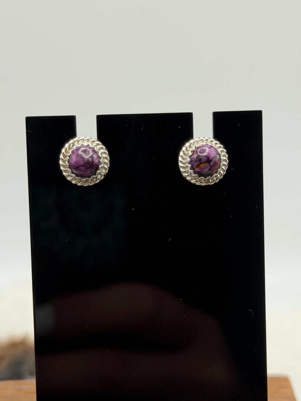 Navajo Made Purple Stud Earrings by Theresaa Kinsel