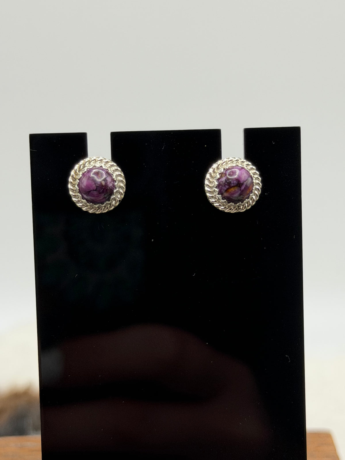 Navajo Made Purple Stud Earrings by Theresaa Kinsel
