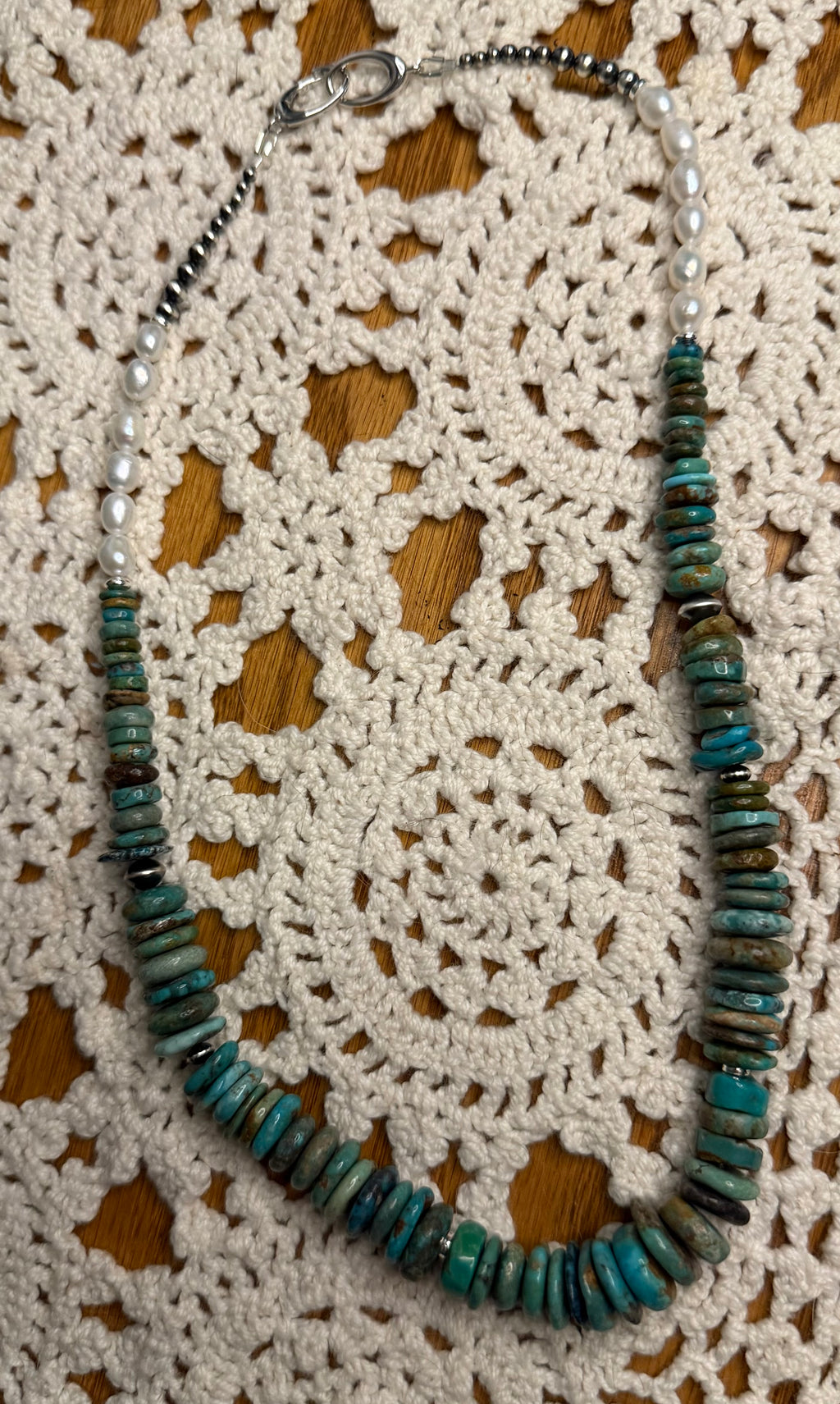 Machine Made Pearl and Turquoise Necklace
