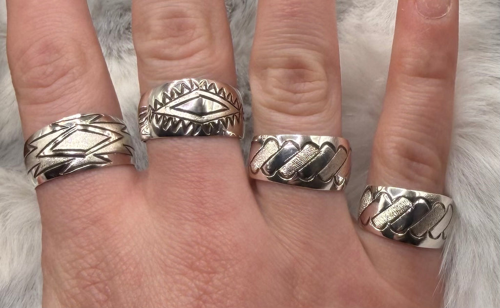 Navajo Made Sterling Band Rings by Florence Tahe