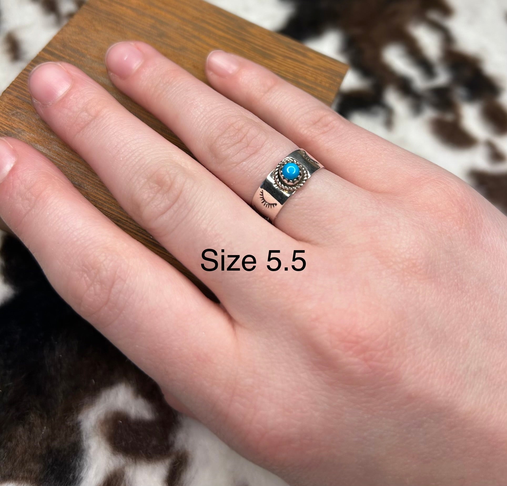 Navajo Handmade Turquoise Band Ring by Alice Johnson