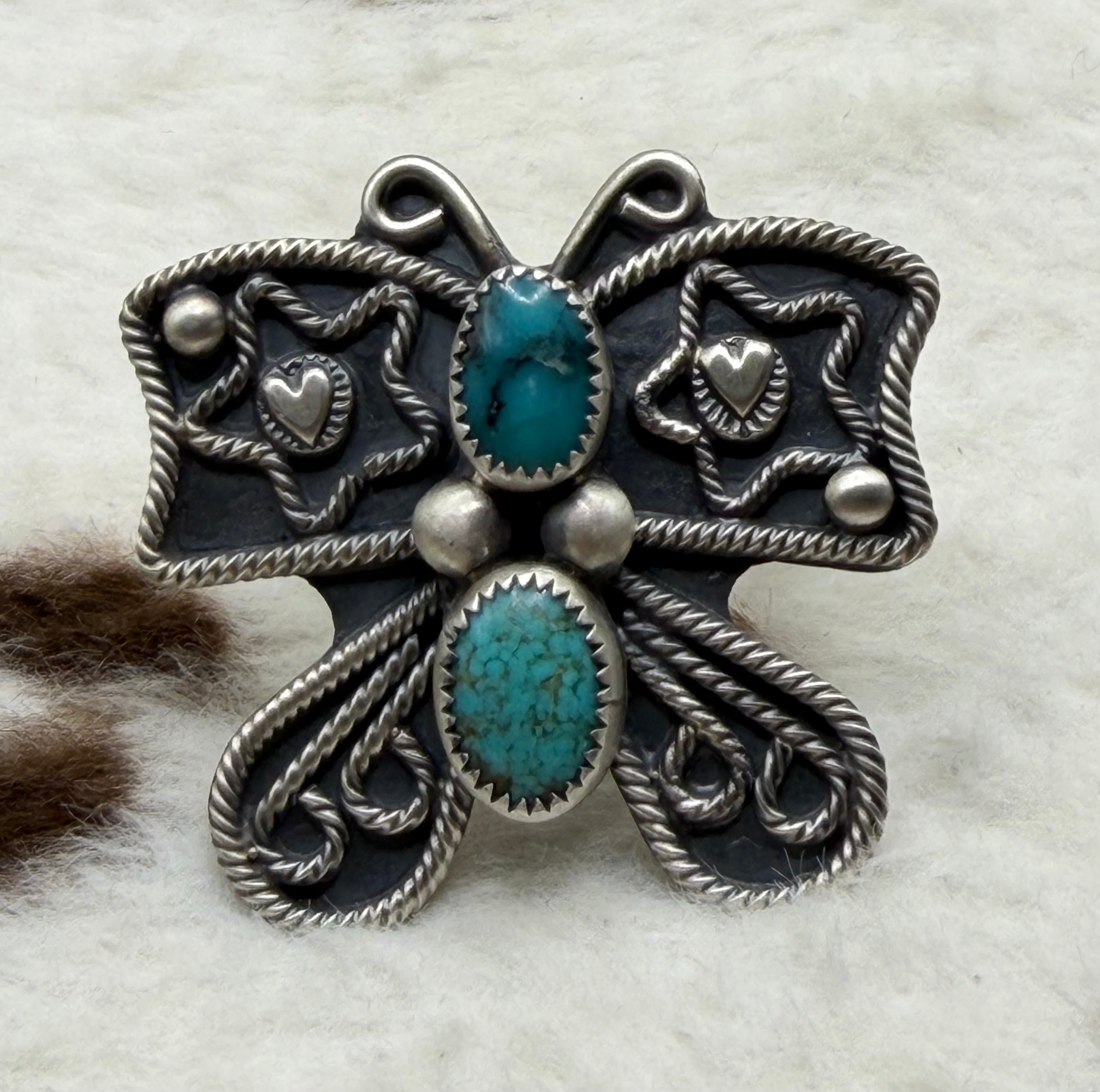 Navajo Handmade Butterfly Turquoise Ring By Ronnie Martinez