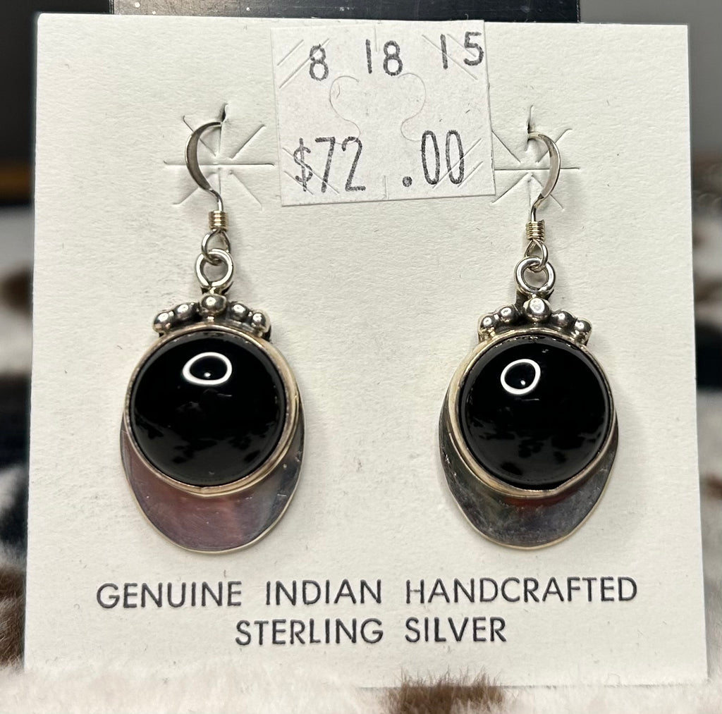 Navajo Handmade Black Onyx Dangle Earrings Burt and Katherine Francisco