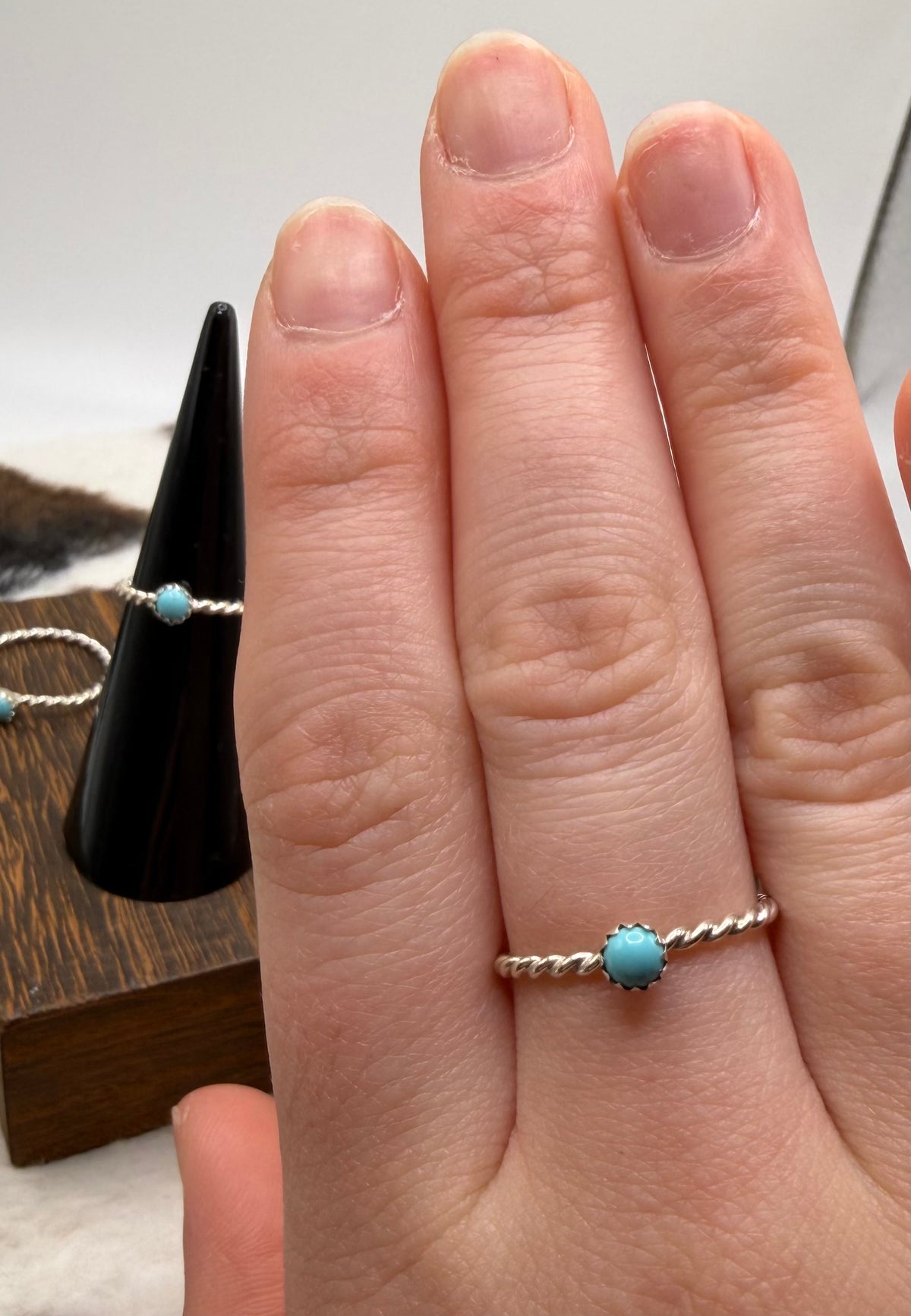 Navajo Handmade Kingman Turquoise Rings by Melanie Bitsie