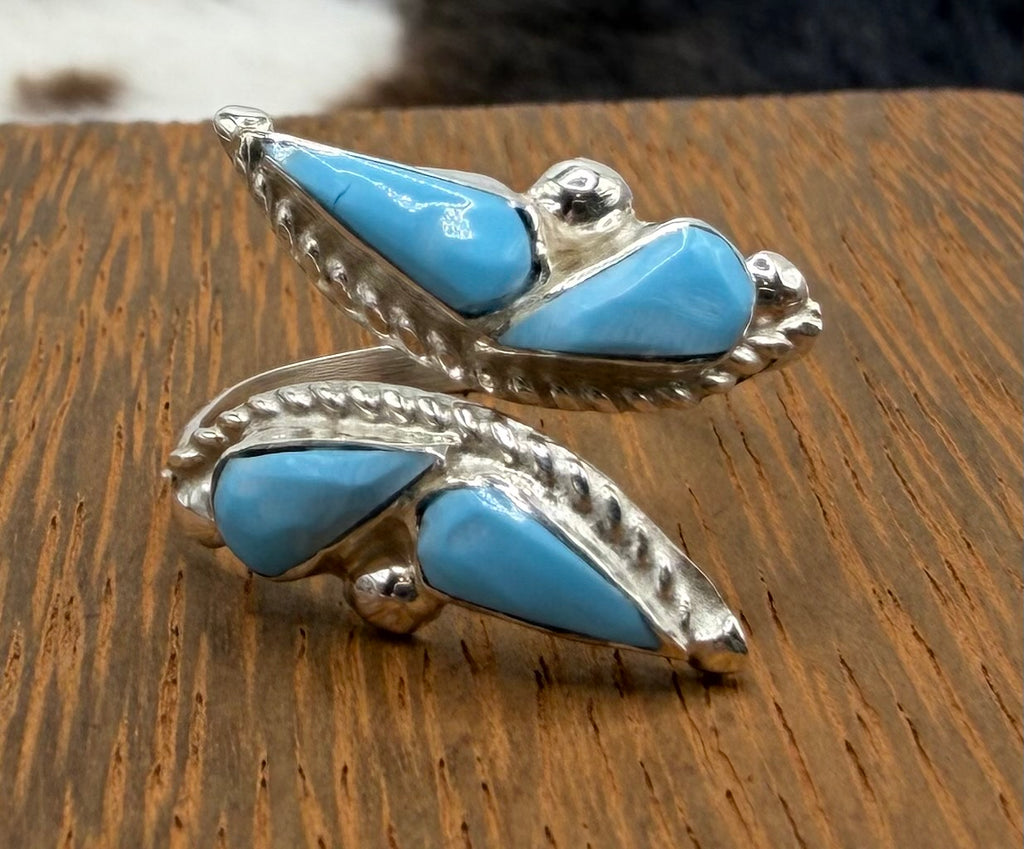 Zuni Made Turquoise Adjustable Butterfly Ring by Joann Cooeyate