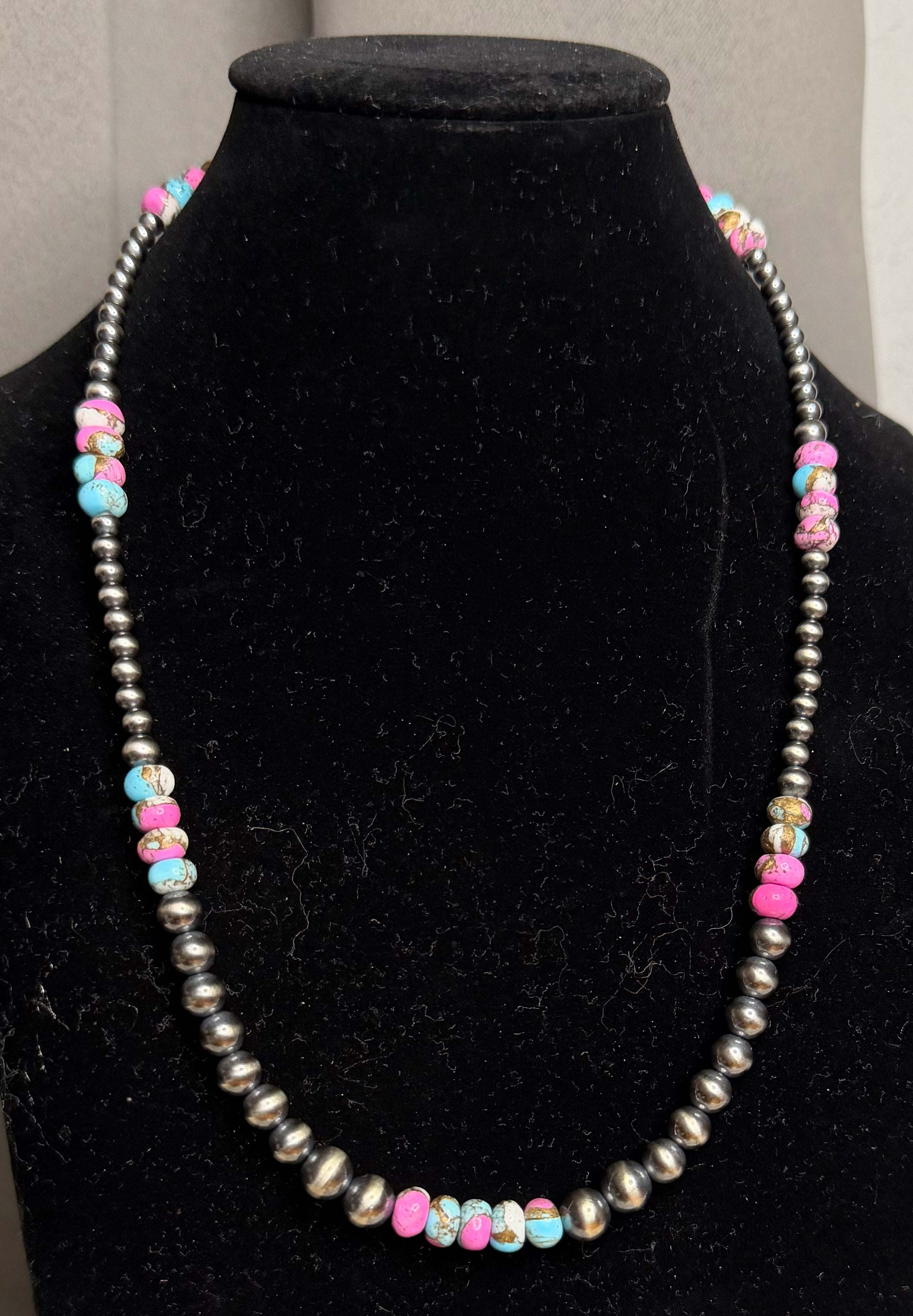 Cotton Candy Turquoise Machine Made Pearl Necklace