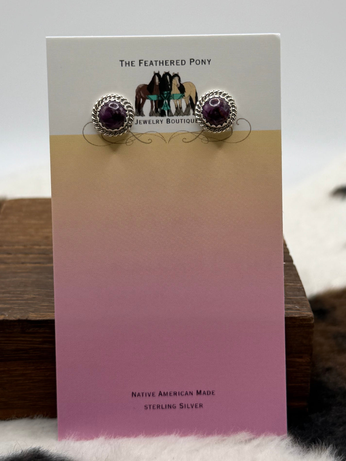 Navajo Made Purple Stud Earrings by Theresaa Kinsel