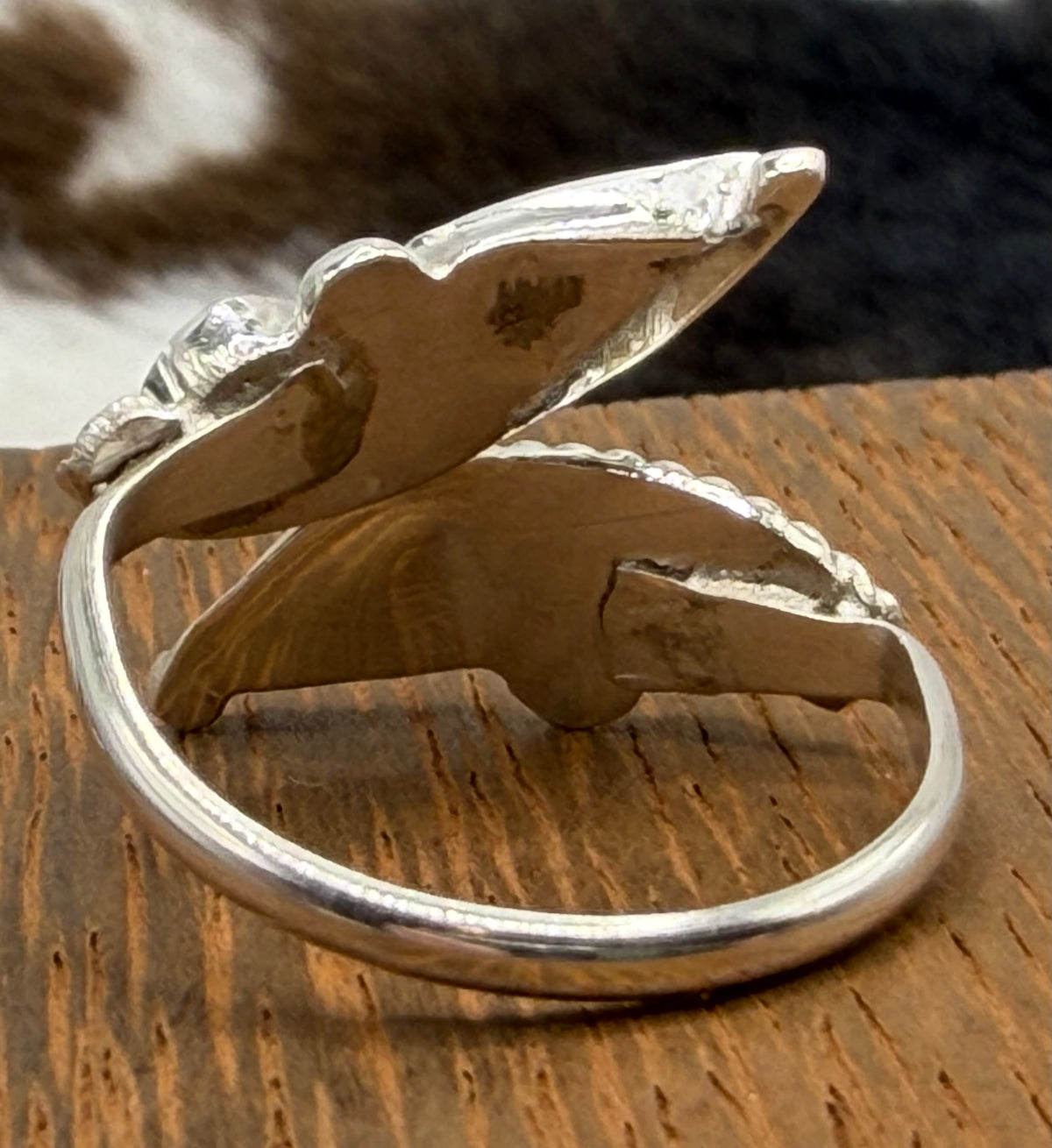 Zuni Made Turquoise Adjustable Butterfly Ring by Joann Cooeyate