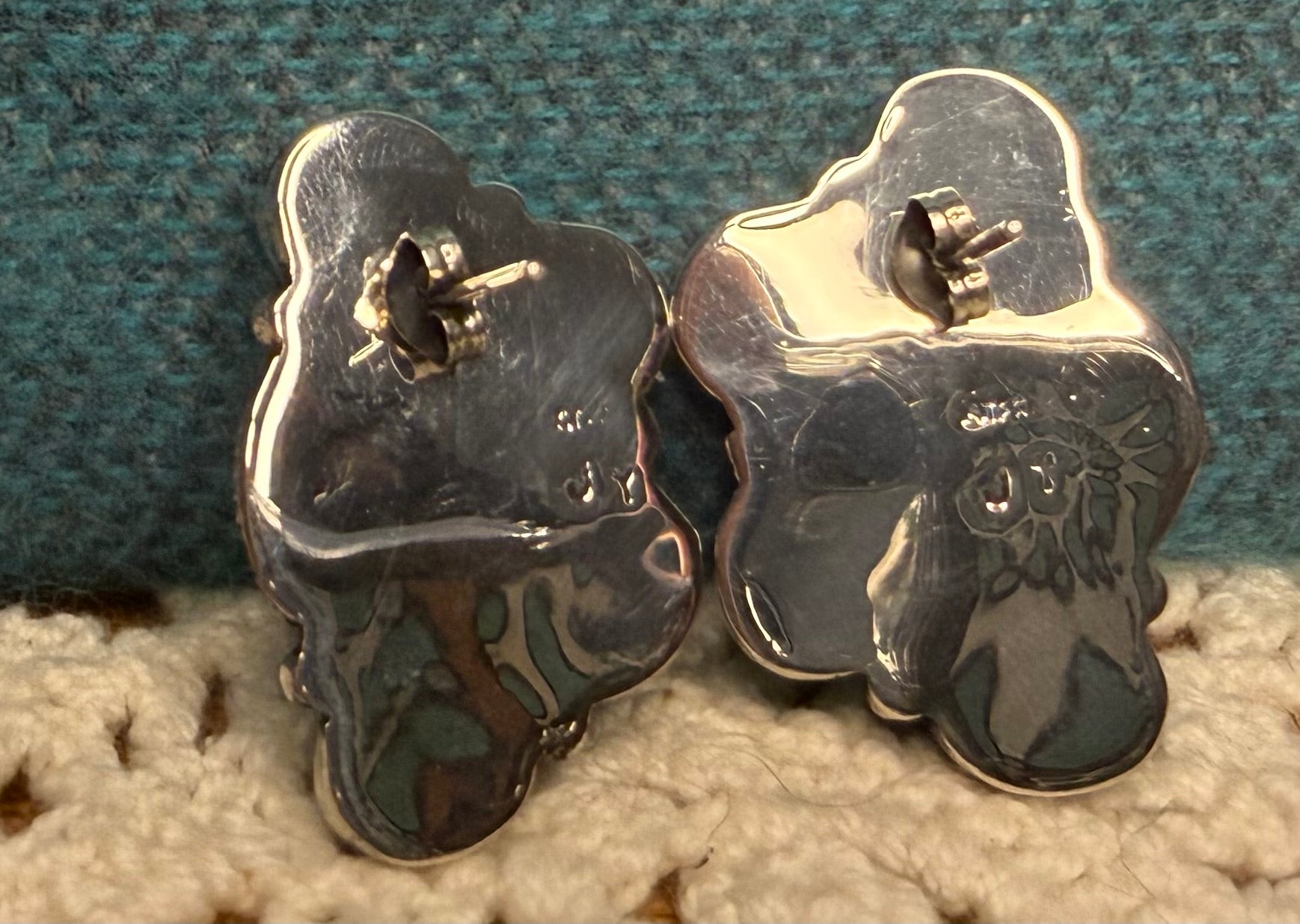 Navajo Made Half Cluster Kingman Turquoise Earrings by Jeanette Yazzie