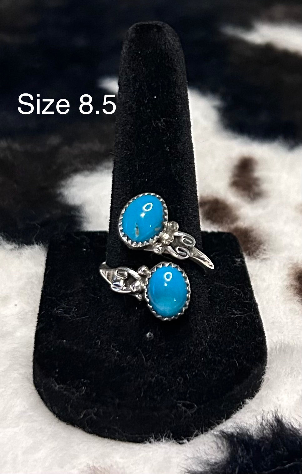 Navajo Handmade Kingman Turquoise Adjustable Ring by Maritta Martinez