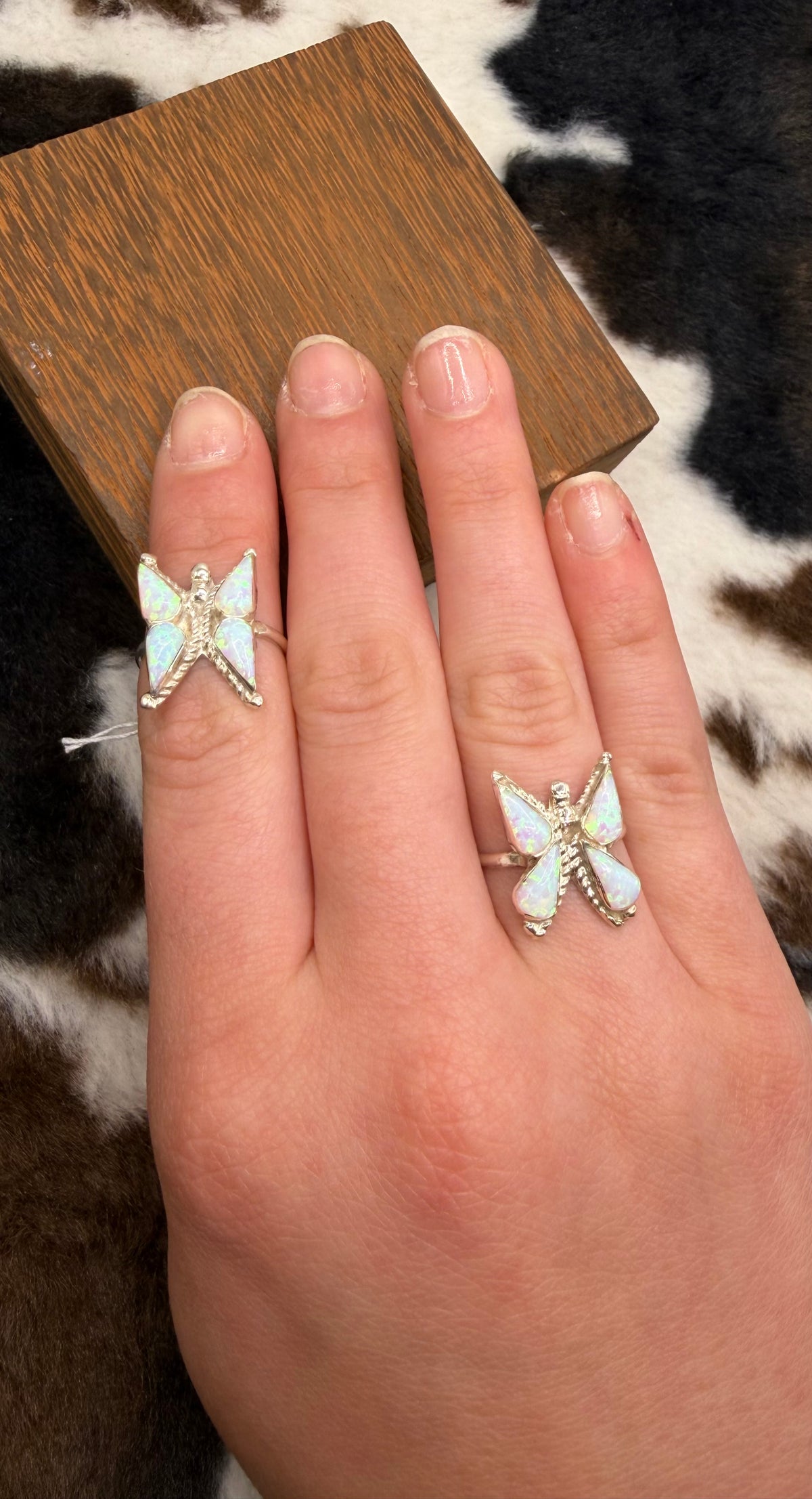 Zuni Handmade Opal Butterfly Rings by Joanne Cooyate Size 6