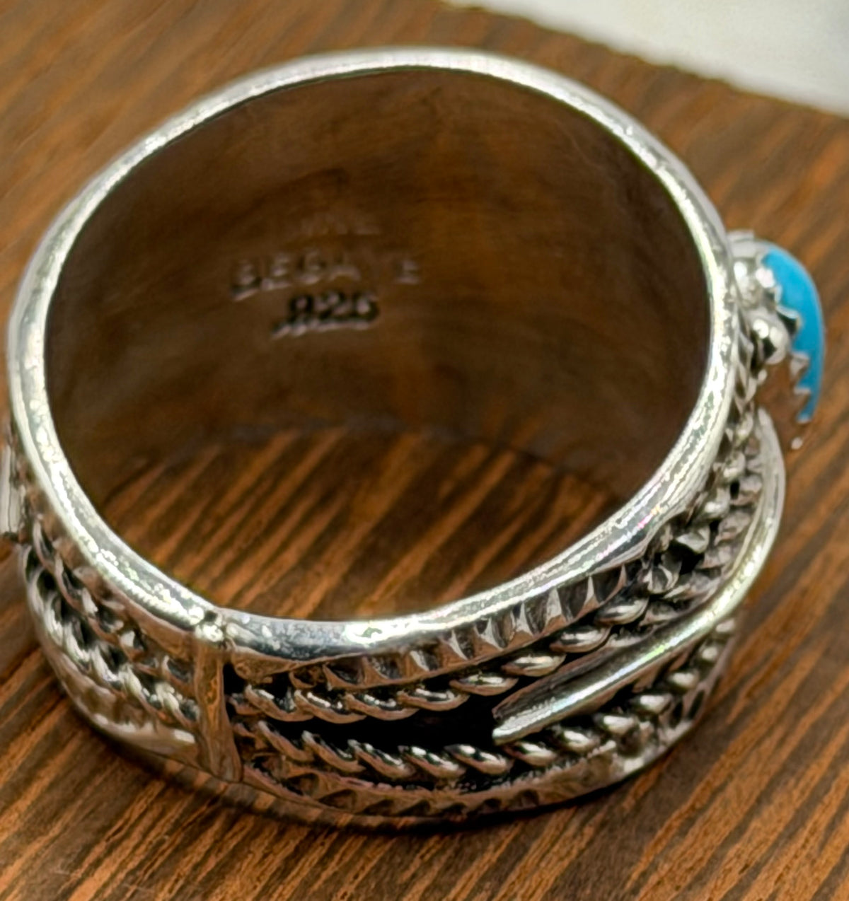 Navajo Made Sleeping Beauty Wide Band Ring by Betty Begay size 9.5