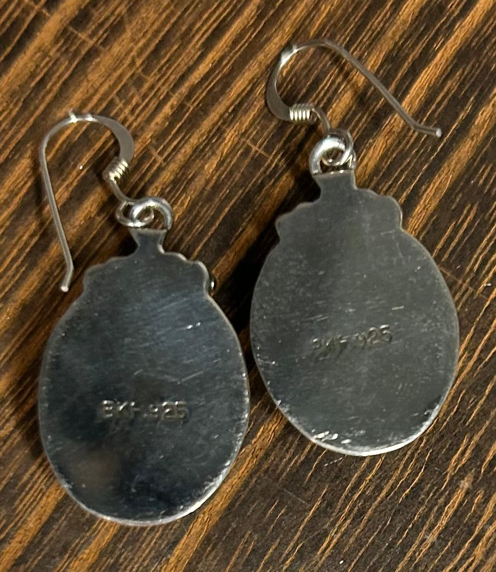 Navajo Handmade Black Onyx Dangle Earrings Burt and Katherine Francisco
