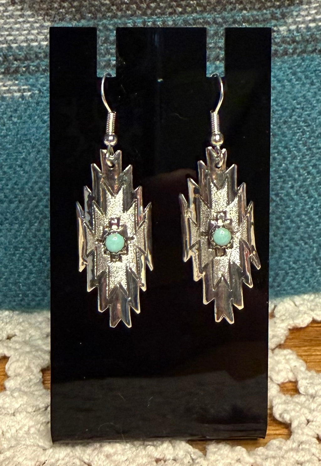 Navajo Made Kingman Turquoise Earrings by Florence Tahoe