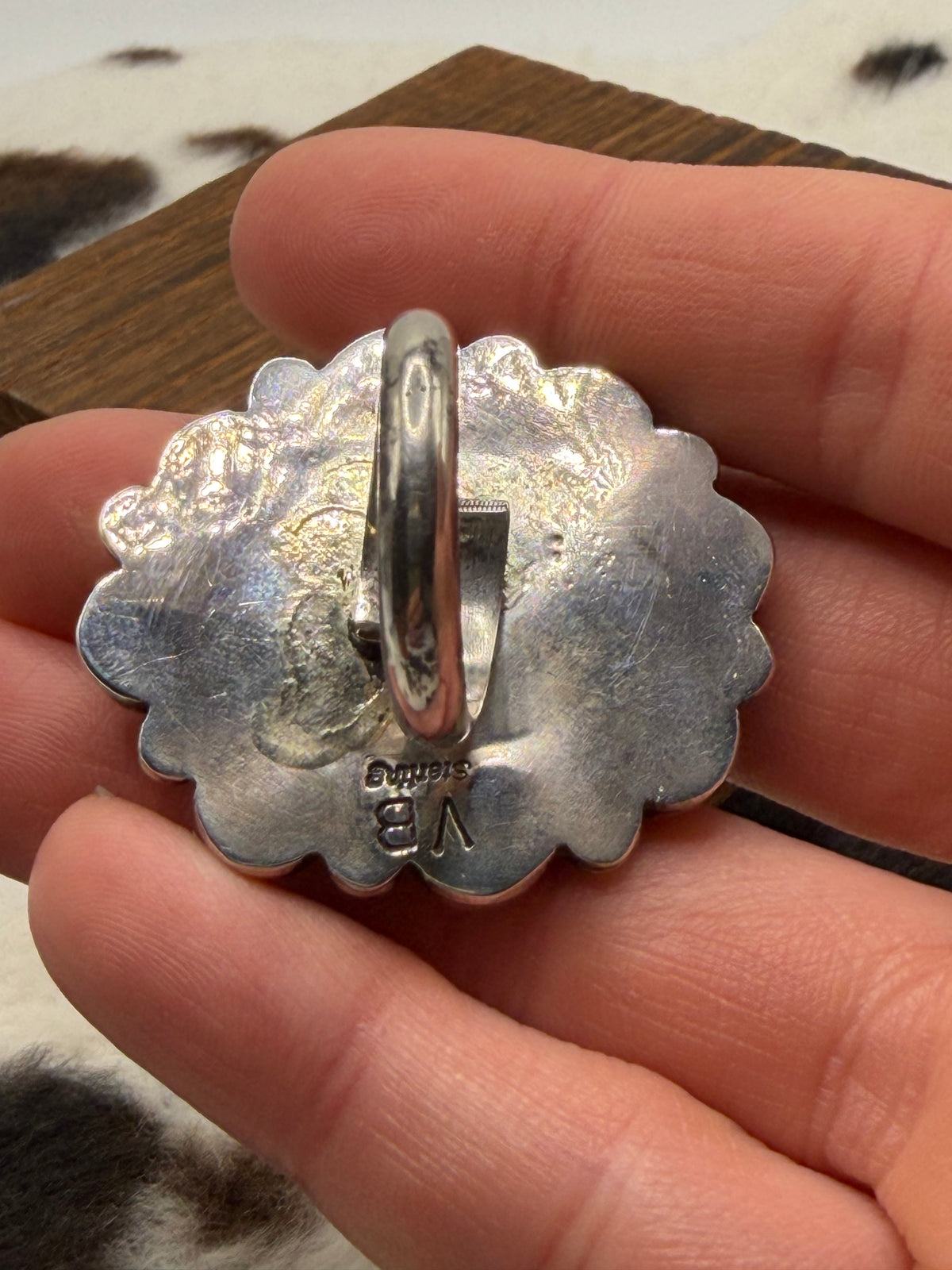 Navajo Handmade Kingman Cluster adjustable rings by Vinson Belone