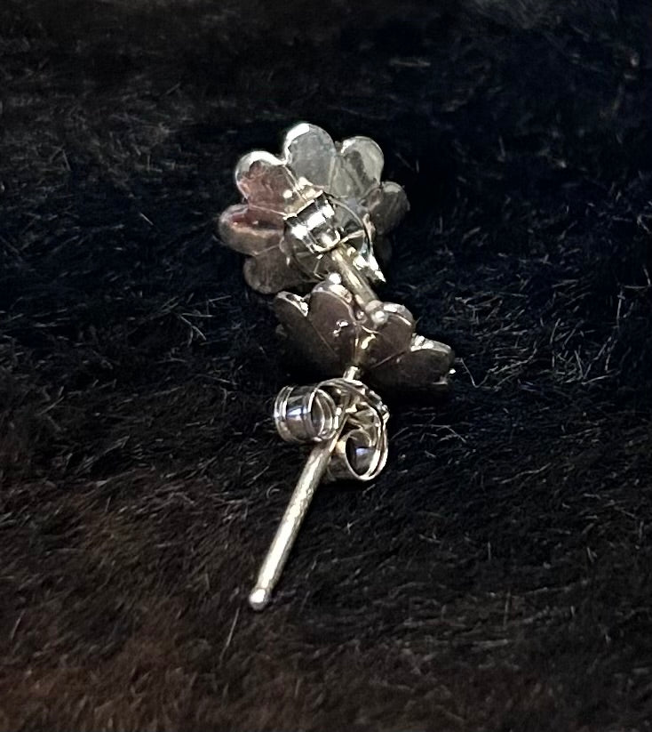 Navajo Handmade Coral Post Flower earrings by Adrian Yazzie