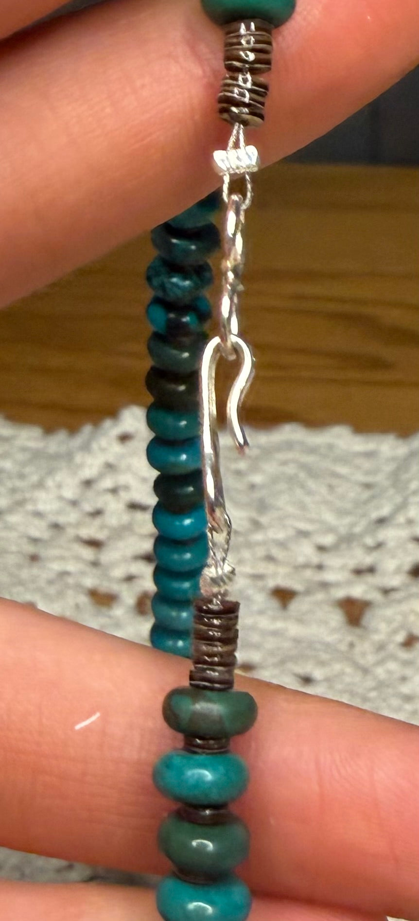 Navajo Made Natural Turquoise Heishi Necklace By Valarie Johnson
