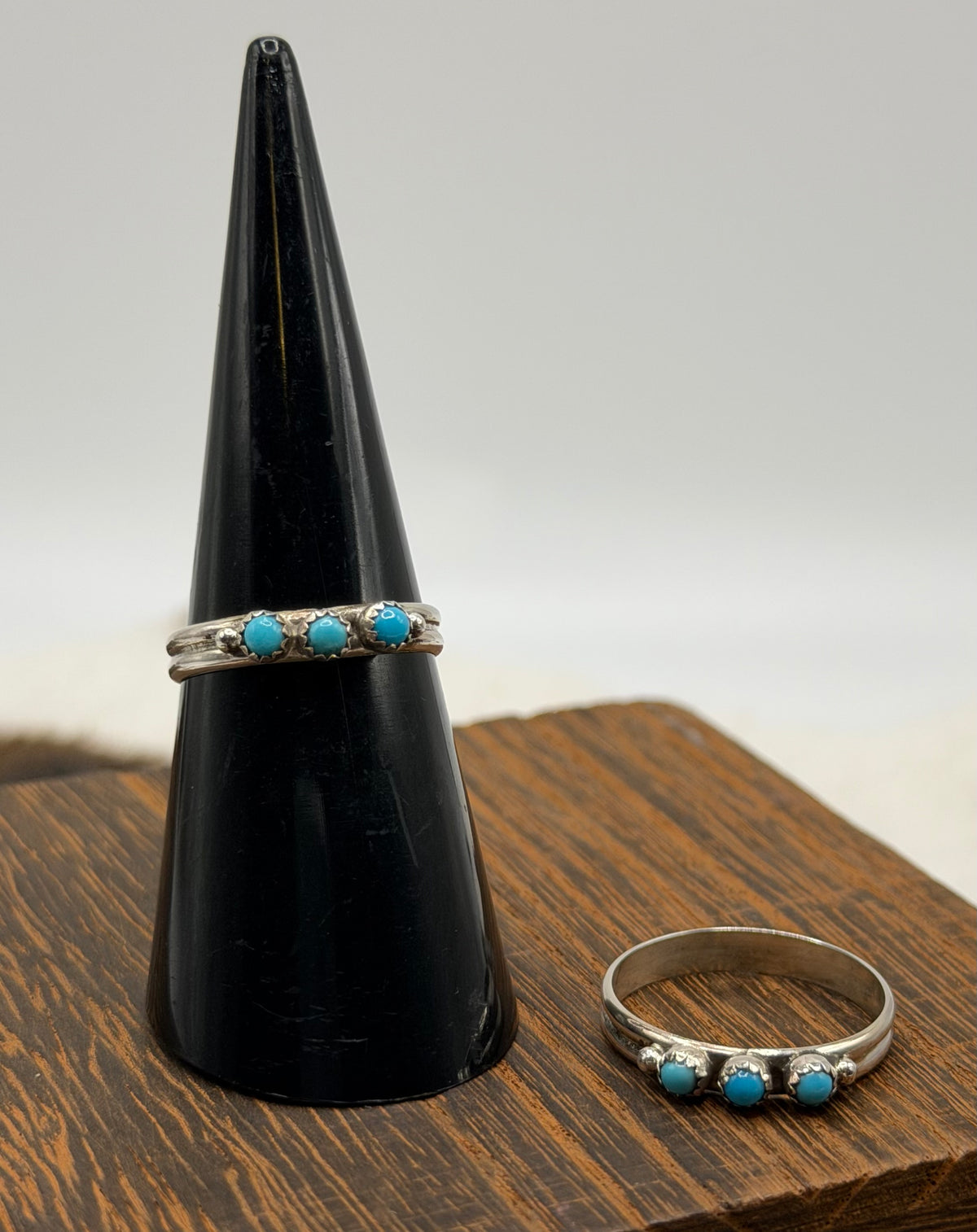 Navajo Handmade Turquoise Band Rings by Genevieve Sherman