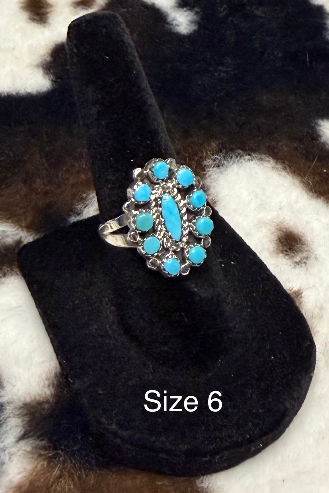Navajo Handmade Turquoise Cluster Rings by Rosemary and Nathaniel Nez