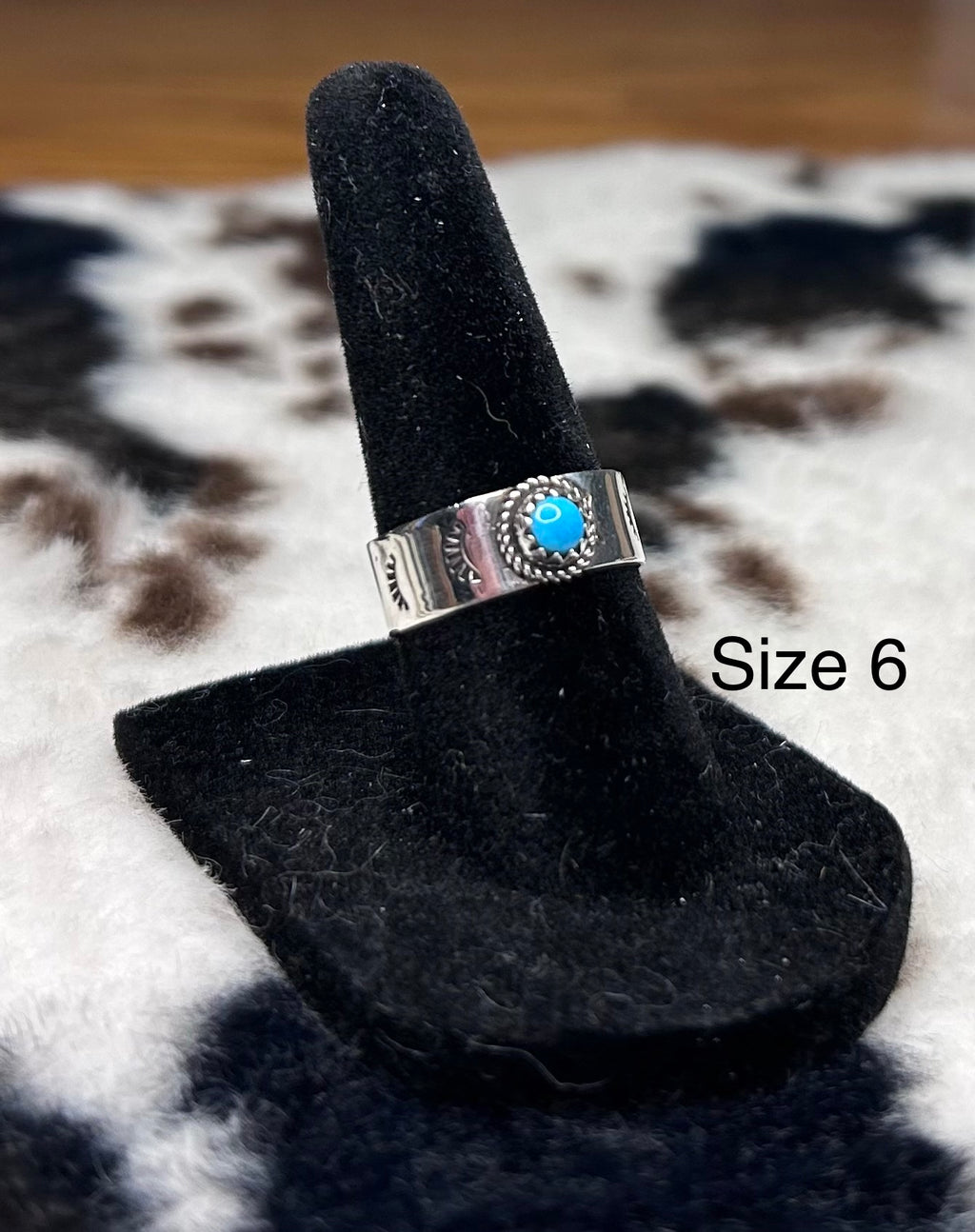 Navajo Handmade Turquoise Band Ring by Alice Johnson
