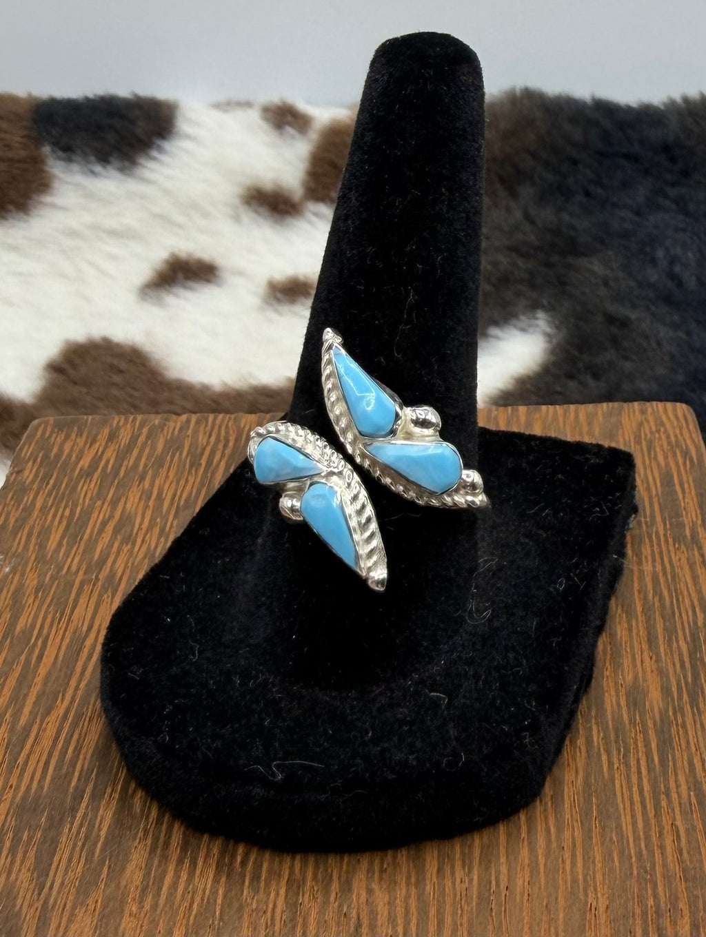 Zuni Made Turquoise Adjustable Butterfly Ring by Joann Cooeyate