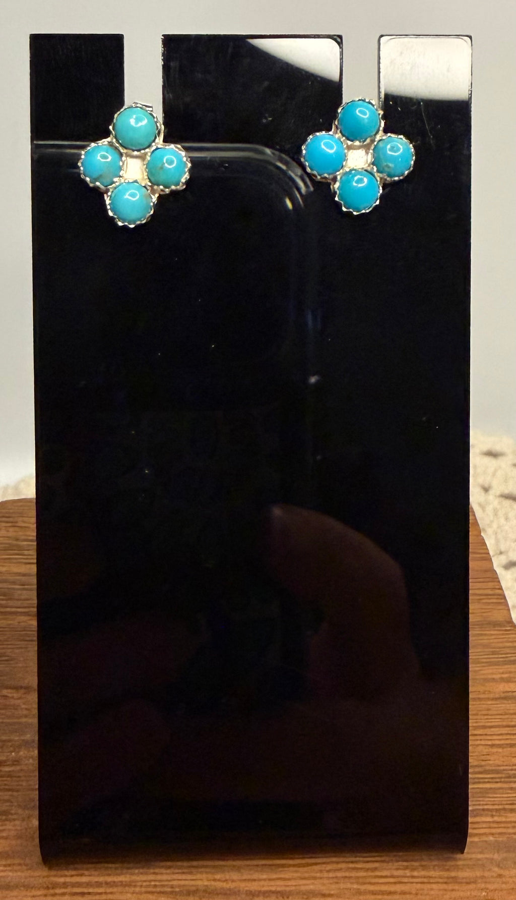 Navajo Handmade Kingman Turquoise Earrings by Janice Spencer