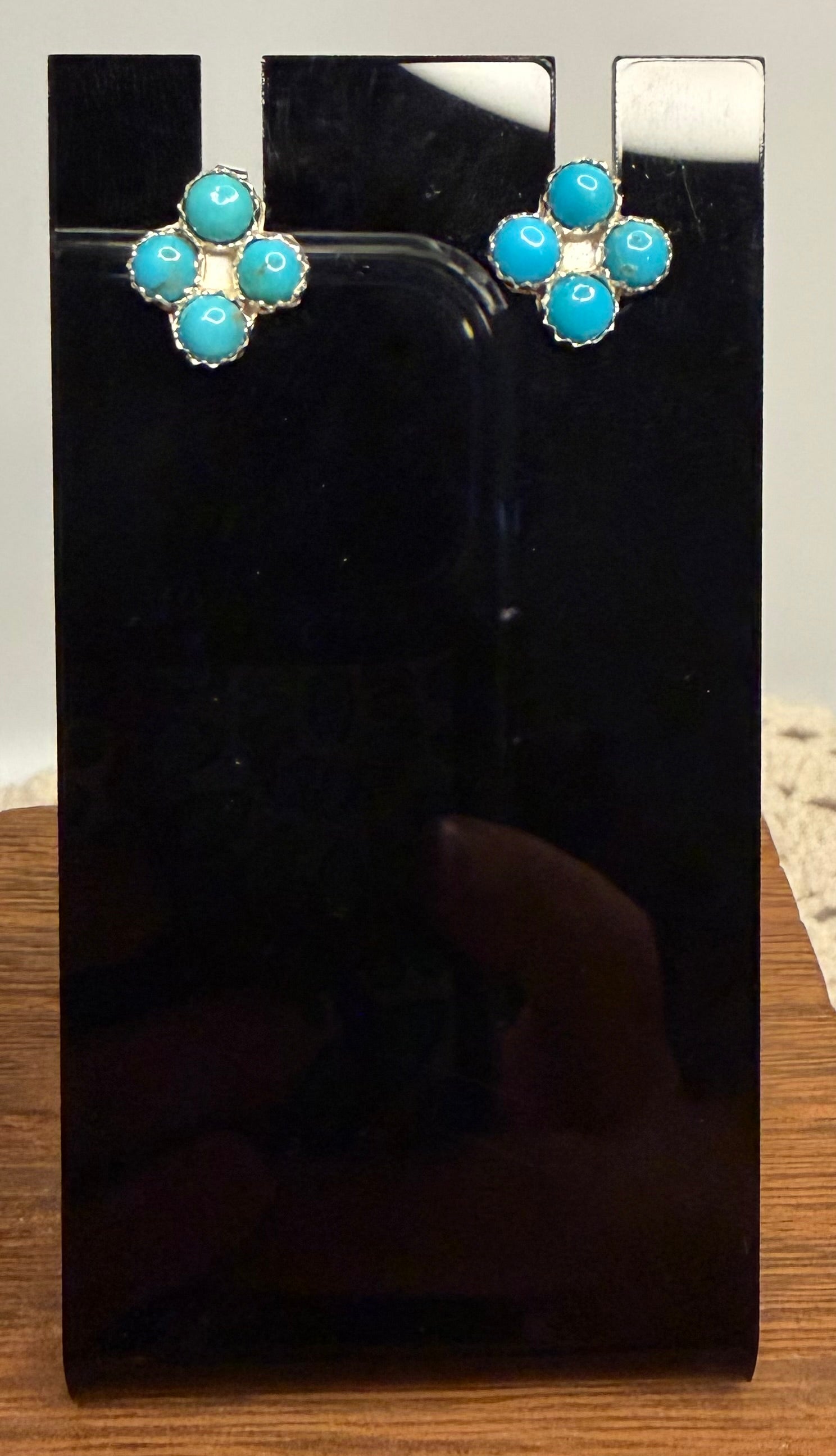 Navajo Handmade Kingman Turquoise Earrings by Janice Spencer