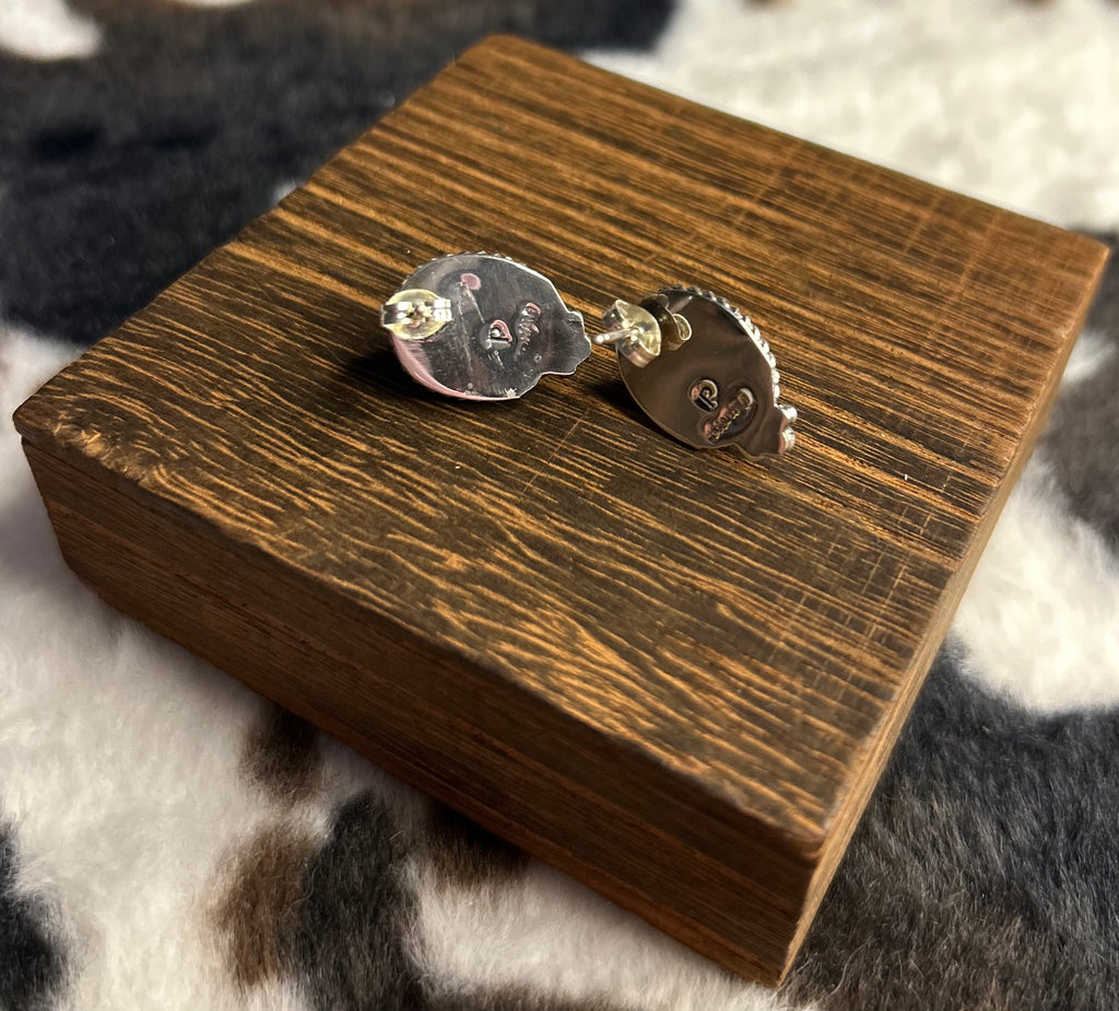 Navajo Handmade Pink Conch Stud Earrings by Priscilla Smith