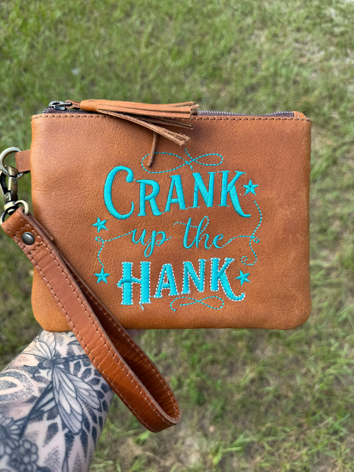 Crank up the Hank wristlet purse