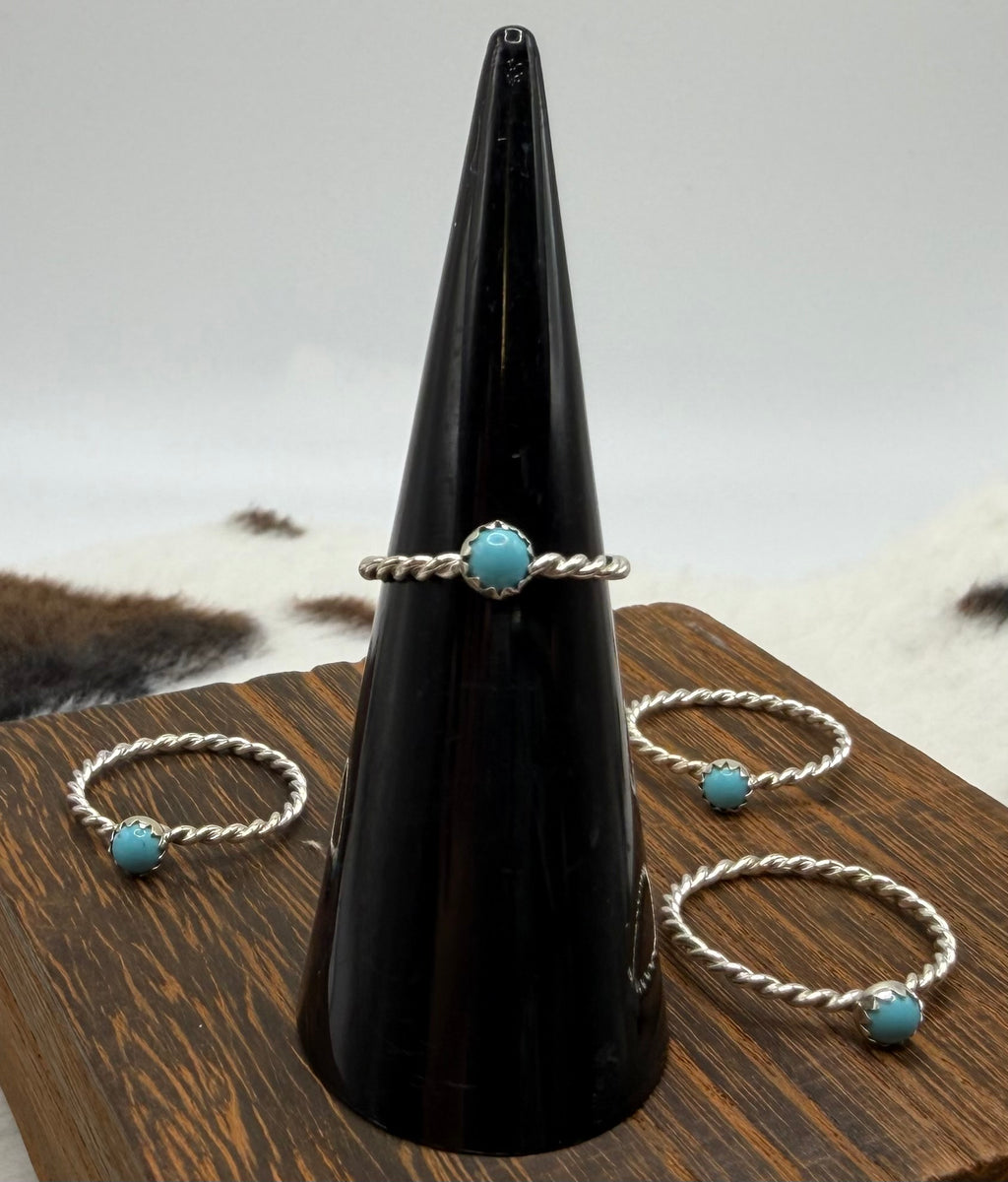 Navajo Handmade Kingman Turquoise Rings by Melanie Bitsie