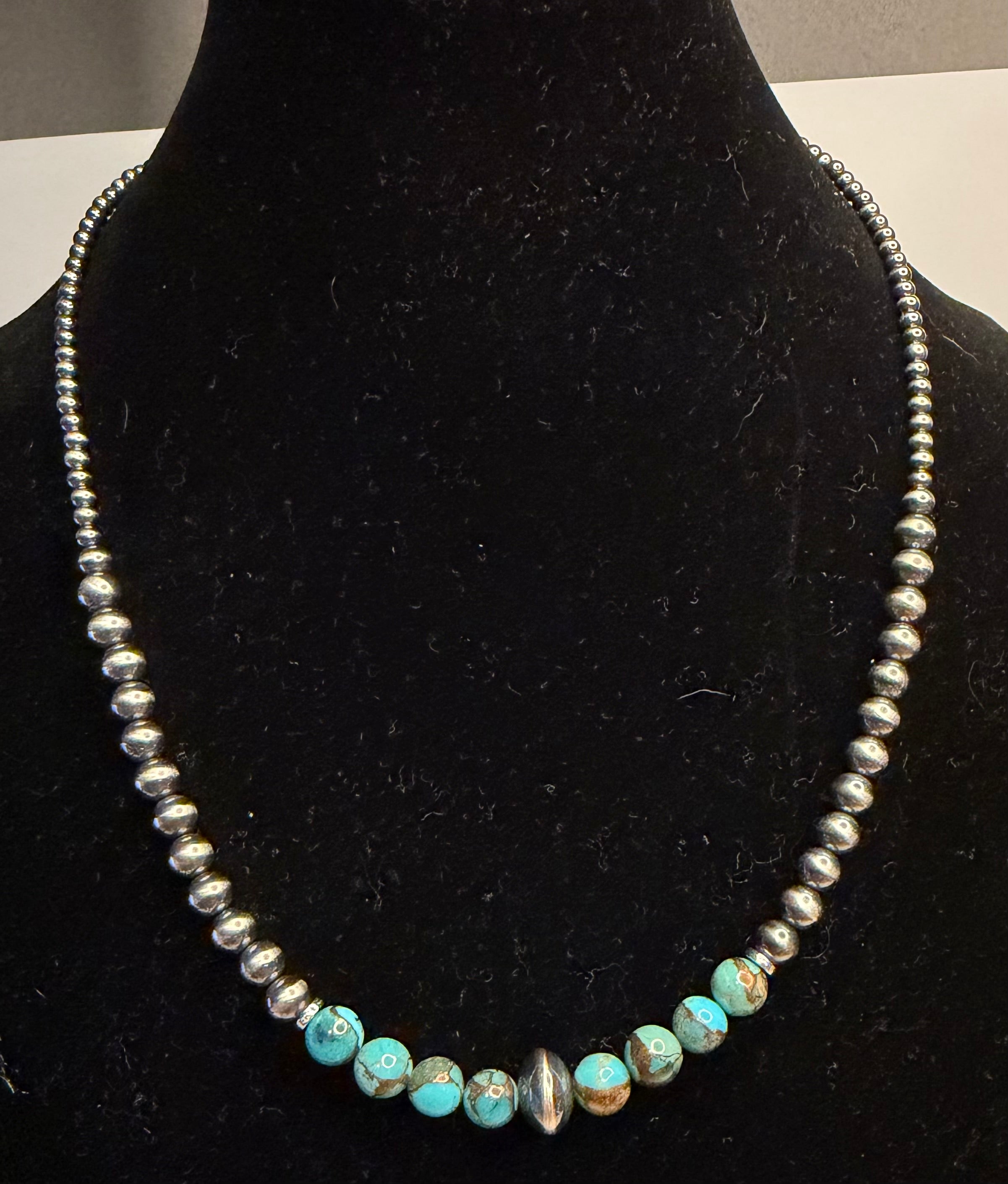 Kingman Turquoise Machine Made Pearls Necklace