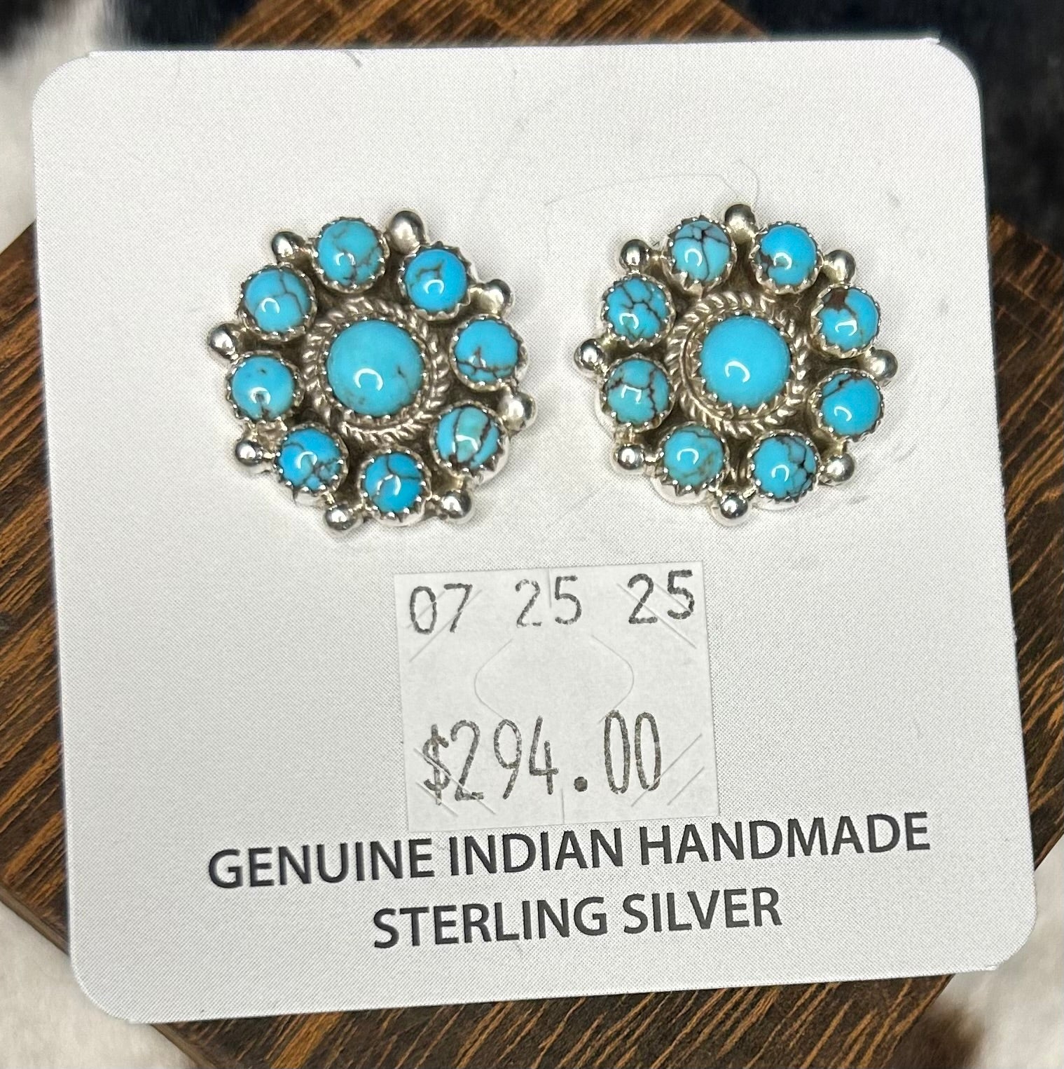Navajo Handmade Egyptian Turquoise Cluster Earrings Yazzie