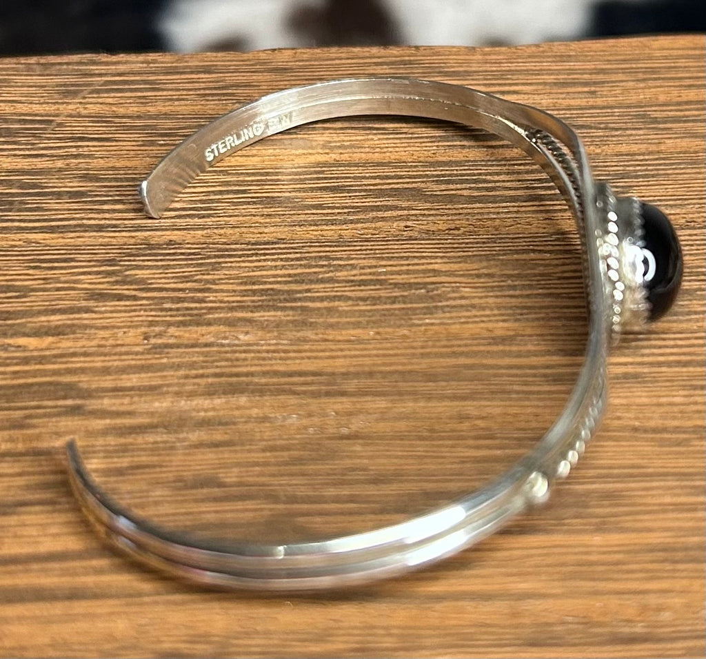 Navajo Black Onyx Cuff Bracelet by Esther White