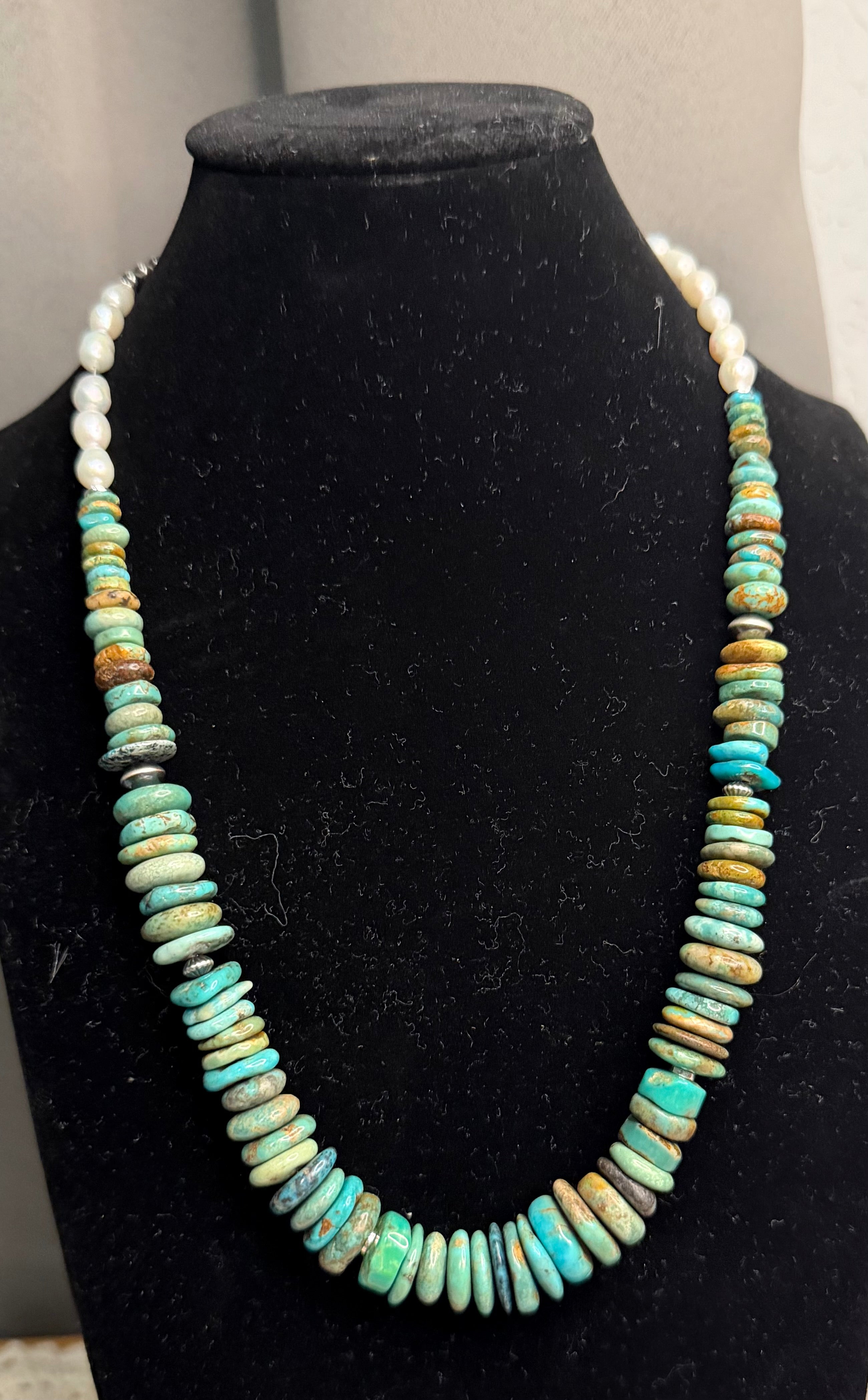 Machine Made Pearl and Turquoise Necklace