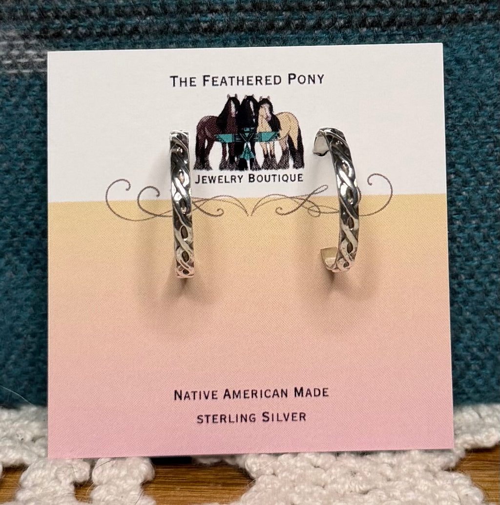 Navajo Made Sterling Hoop Earrings by Katrina Tsosie