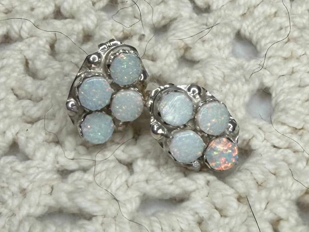 Zuni Opal Cluster Earrings by Swain Charley