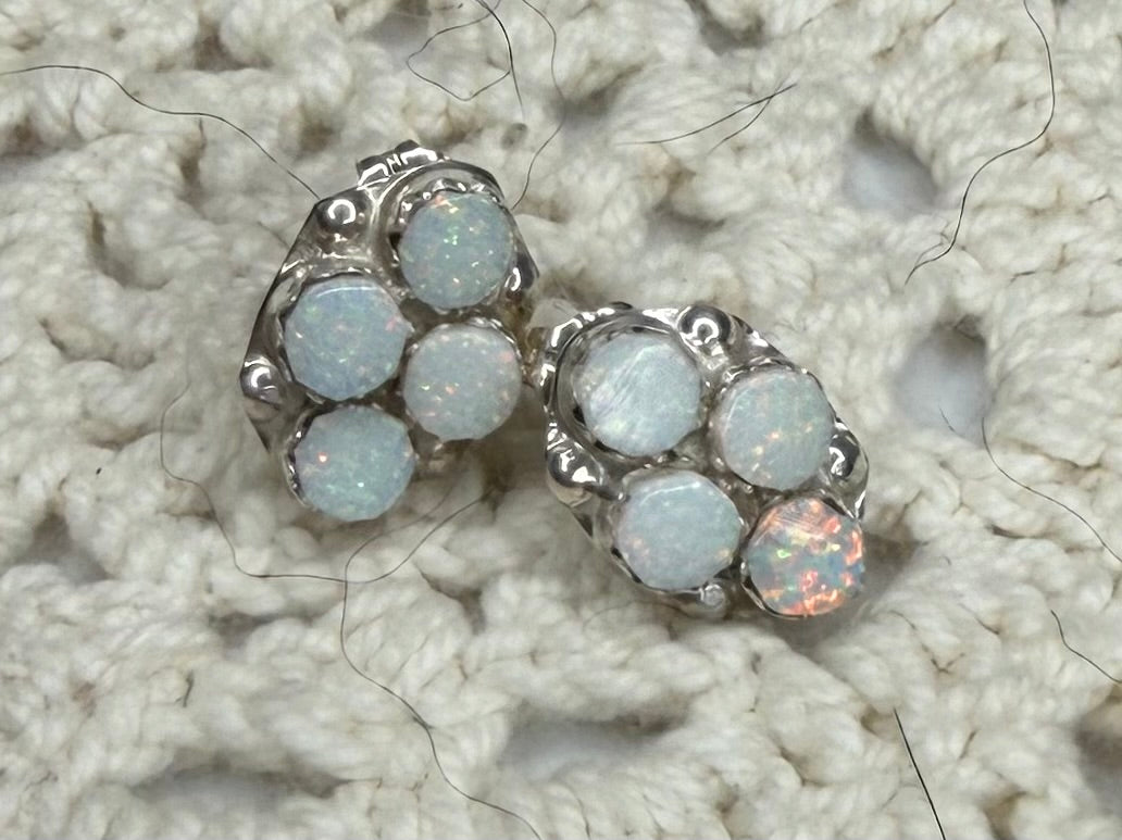Zuni Opal Cluster Earrings by Swain Charley